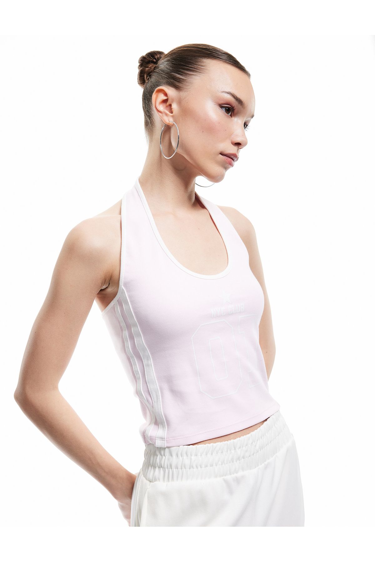 Koton Pamuklu Kolsuz Biyeli Slim Fit Pamuklu Halter Yaka Bluz