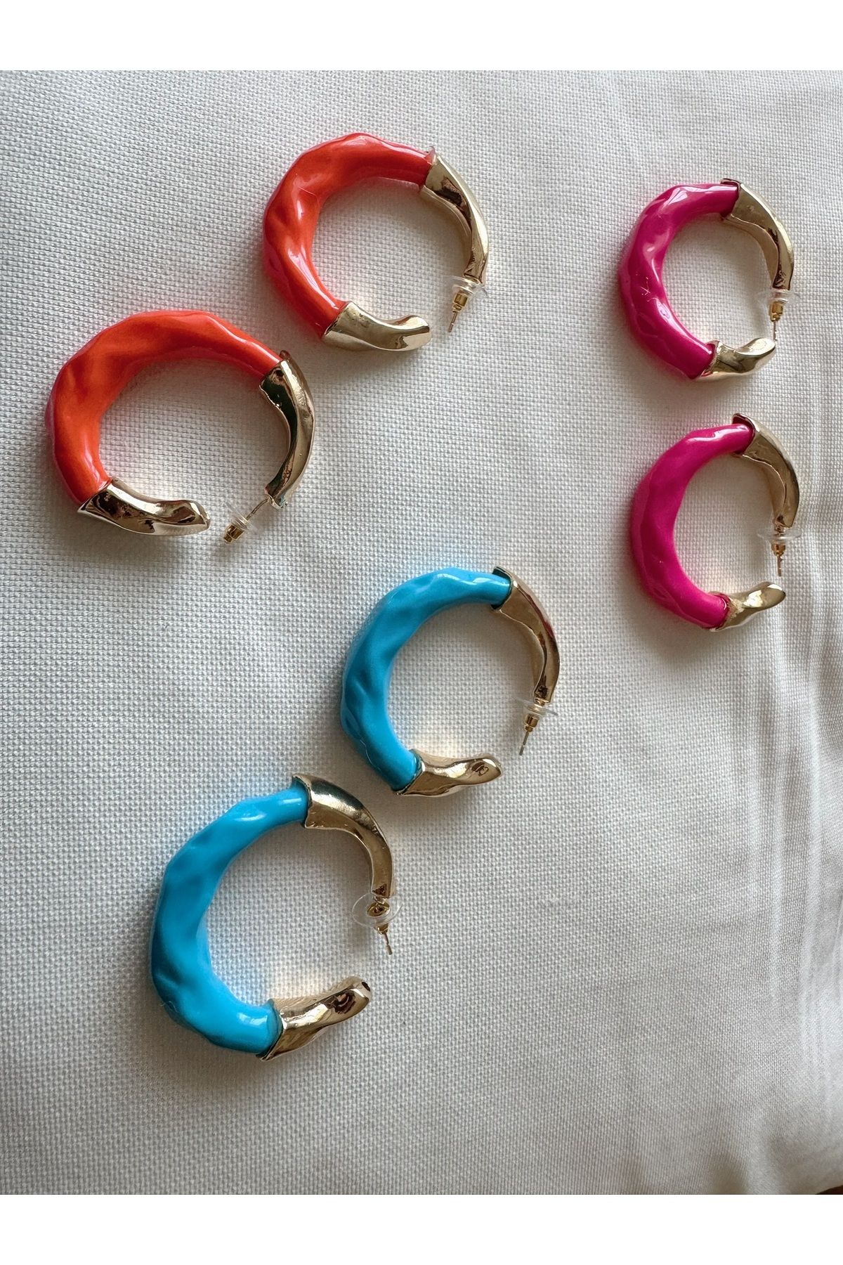 Gümüş sandık-Colorful Hoop Steel Earrings, Yazzly Hoop Earrings 5