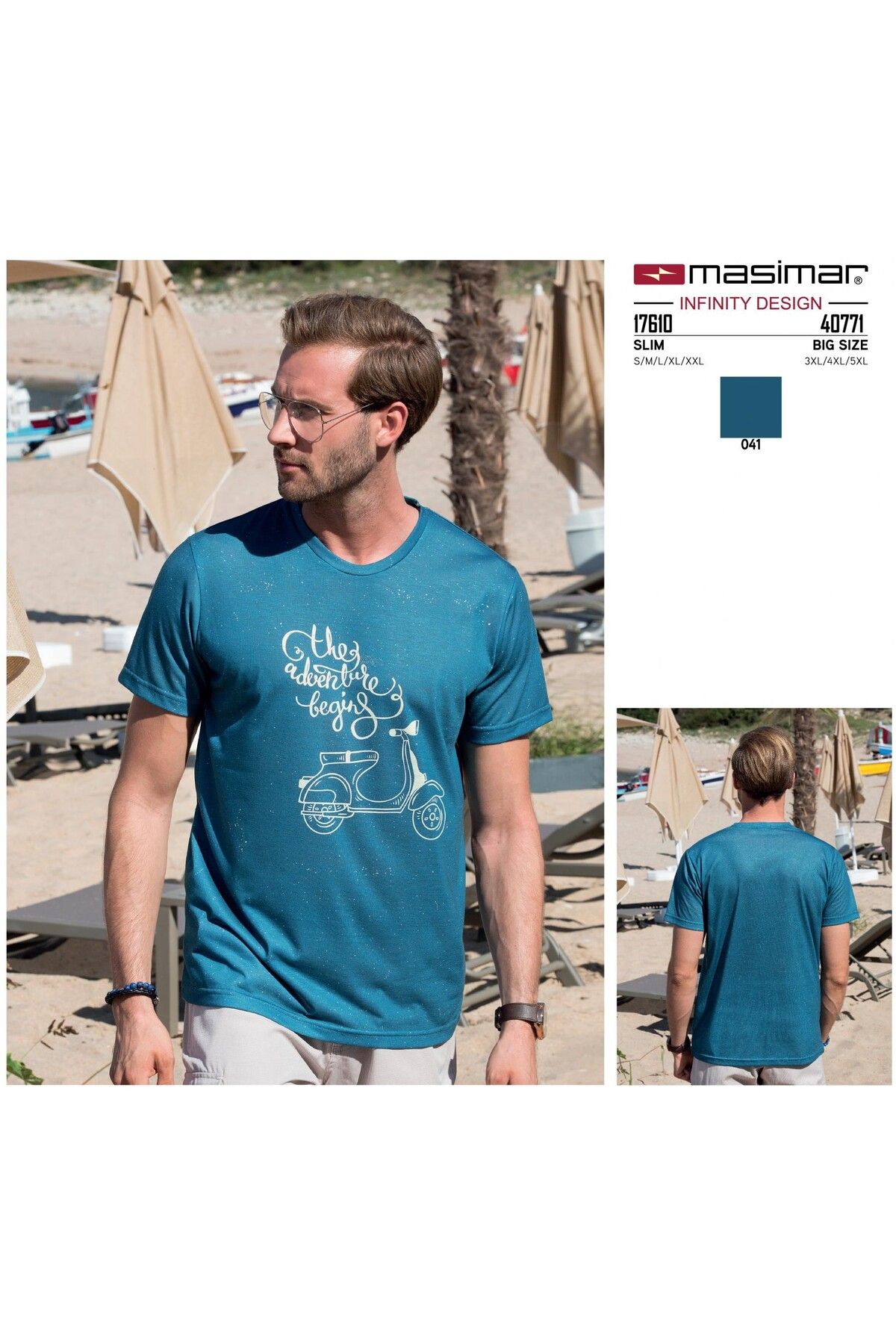 Masimar Erkek Dijital Baskılı Bisiklet Yaka T-shirt