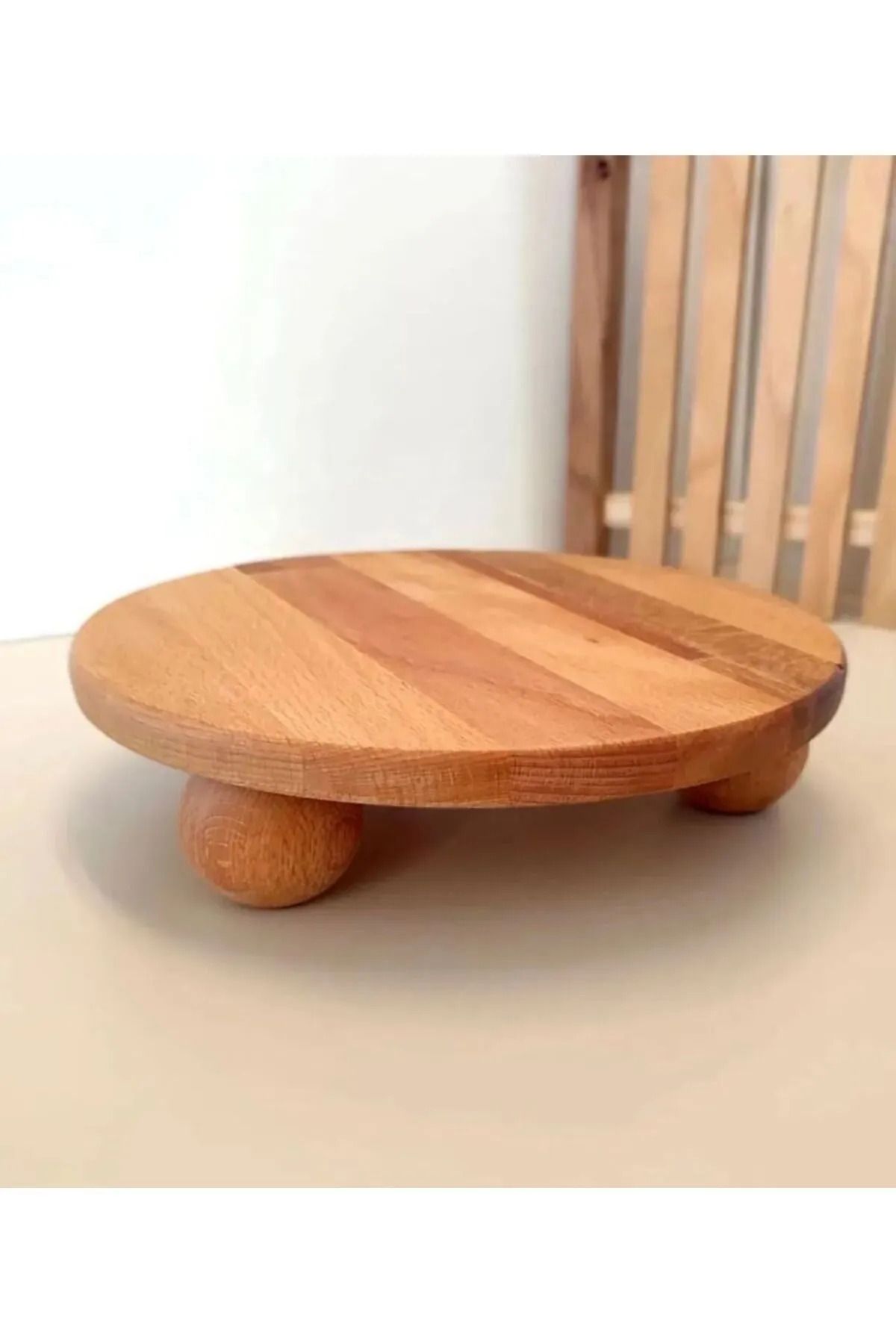 777Home 3 Top Ayaklı Dekoratif Çok Amaçlı Düzenleyici Ahşap Sunumluk Organizer 25 cm