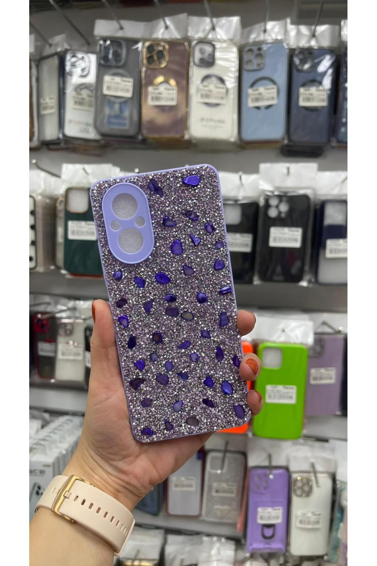 TECNOTREND Oppo Reno A38 Kılıf Parlak Taşlı Tasarım Pırlanta Kapak