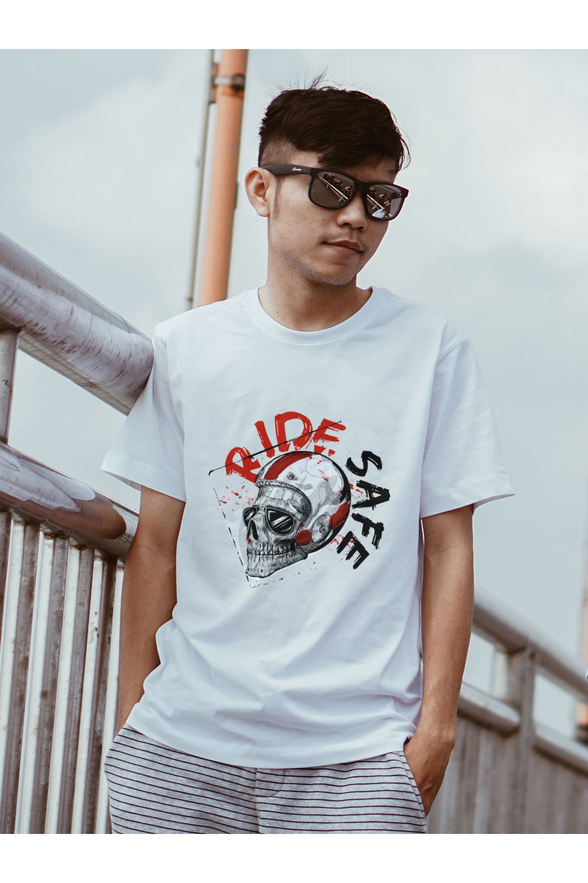 Tboxtr Ride Safe Baskılı Motorcu Tshirt