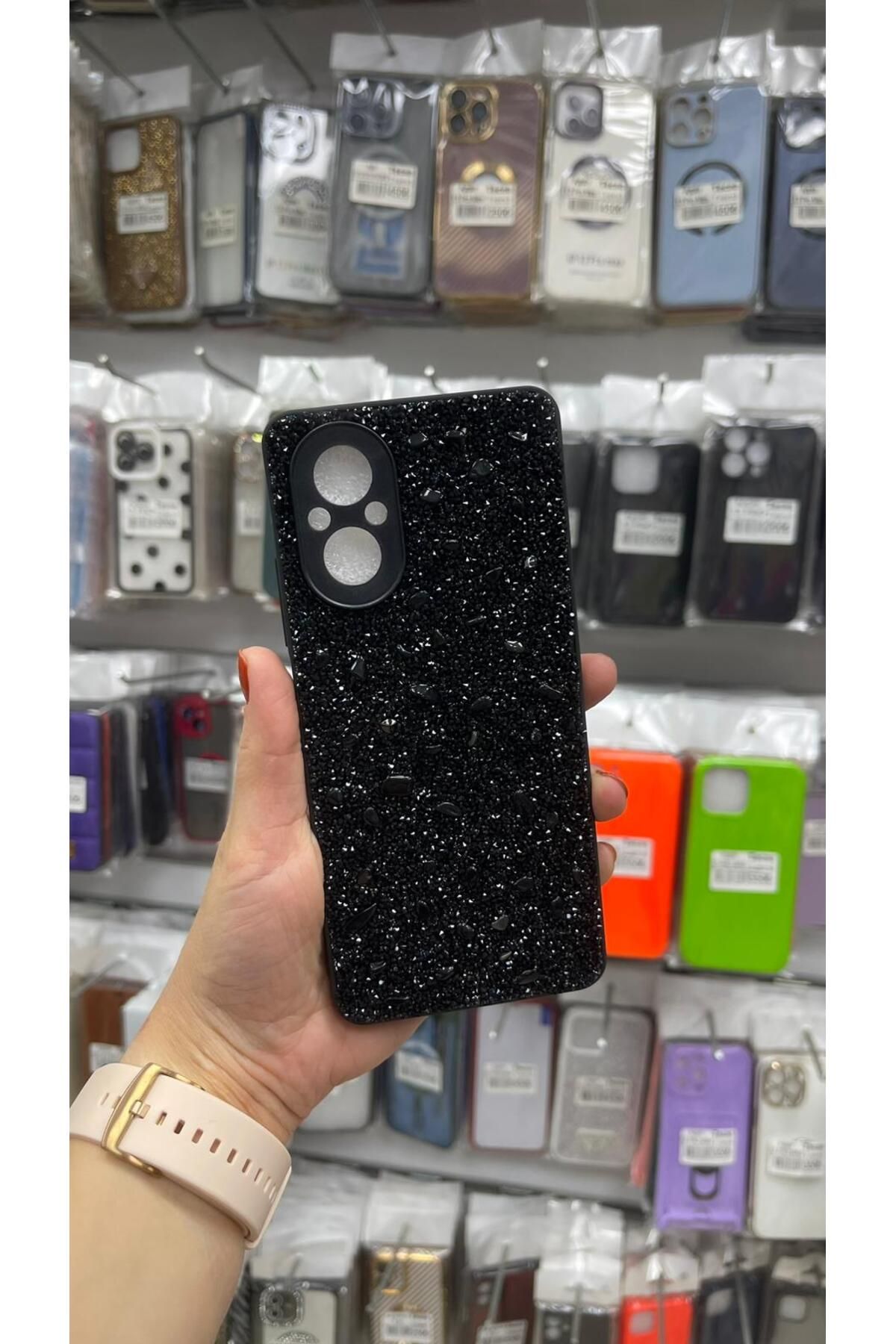 TECNOTREND Oppo Reno A38 Kılıf Parlak Taşlı Tasarım Pırlanta Kapak