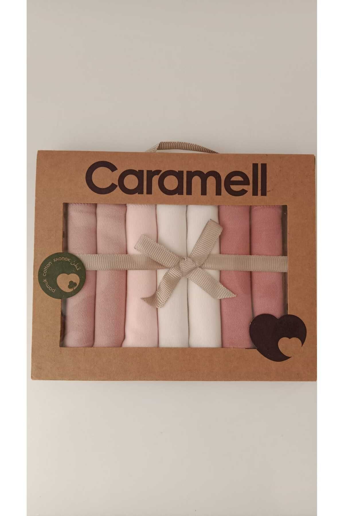 Caramell %100 Coton 7li Bebek Ağız Silme Mendili Basic Desenli Organik // 1337 gül kurusu
