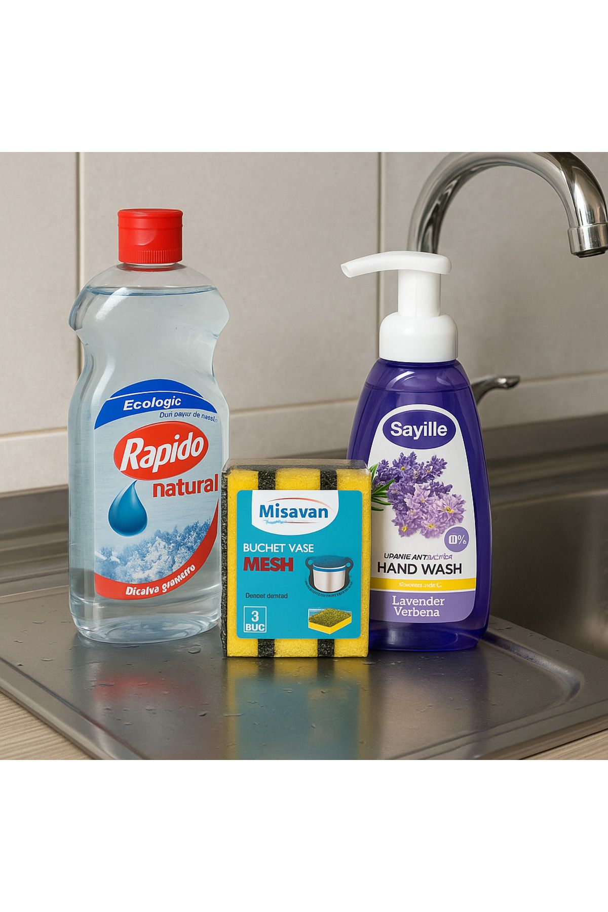 SİDE-“Chiuvetă fără griji” – Detergent + Bureți Delicați + Săpun Lichid Aromat 3