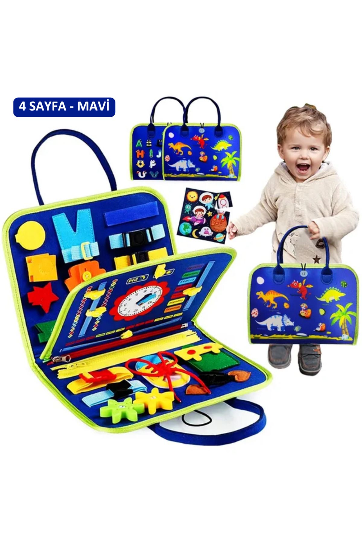 antiola Montessori Busy Board – Keçe Aktivite Çantası | 1+ Yaş için Eğitici ve Duyusal Oyuncak