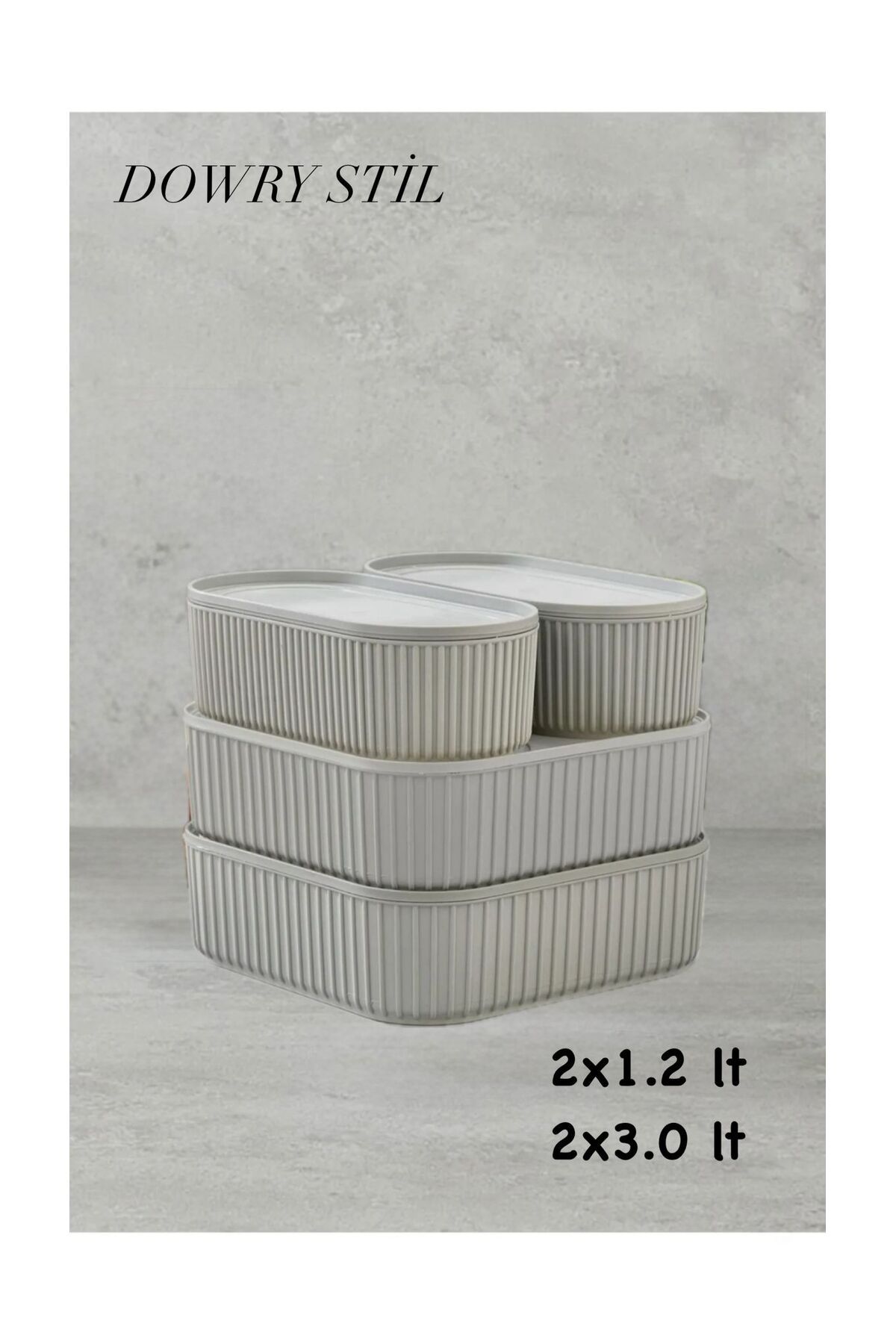 DOWRY STİL 4,Lü Multi Saklama Kabı 2x1,2 Lt 2x3 Lt