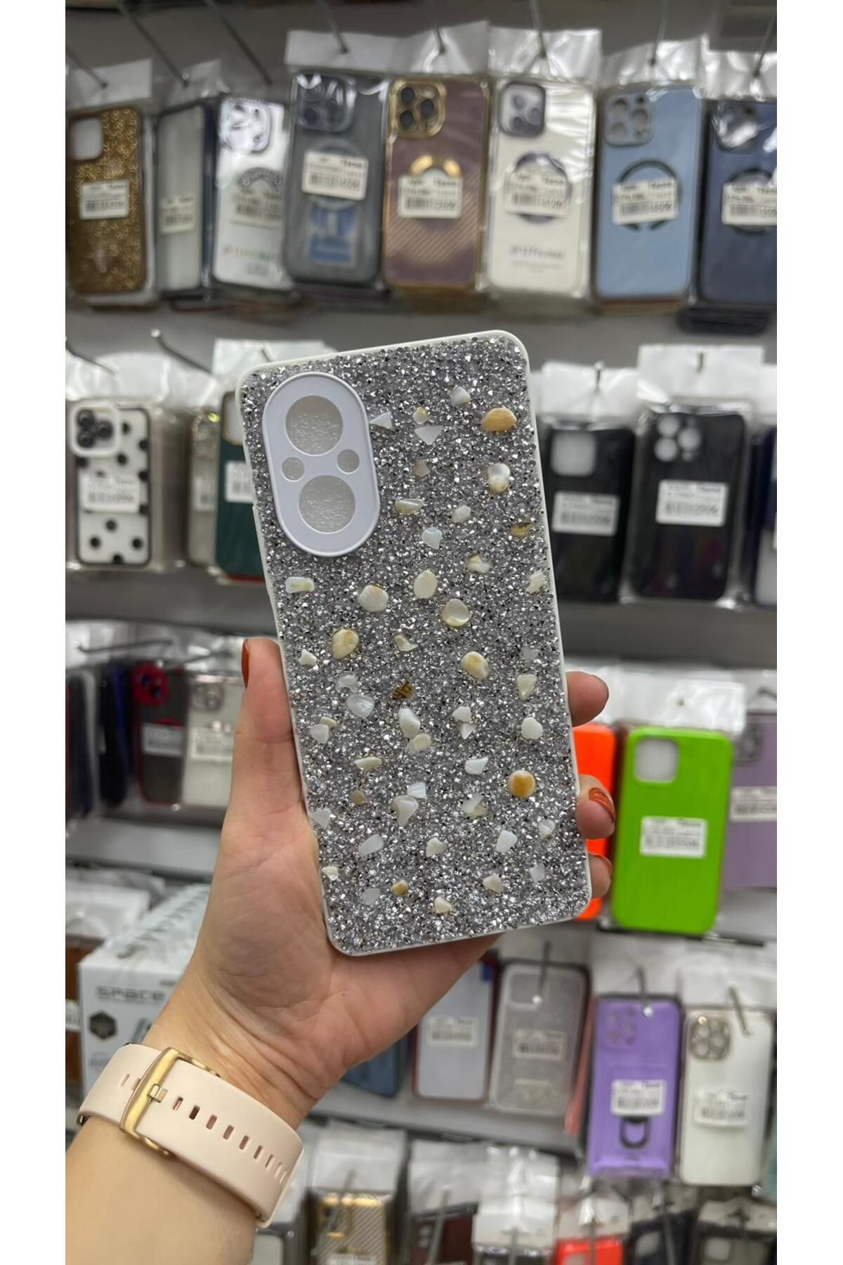 TECNOTREND Oppo Reno A38 Kılıf Parlak Taşlı Tasarım Pırlanta Kapak