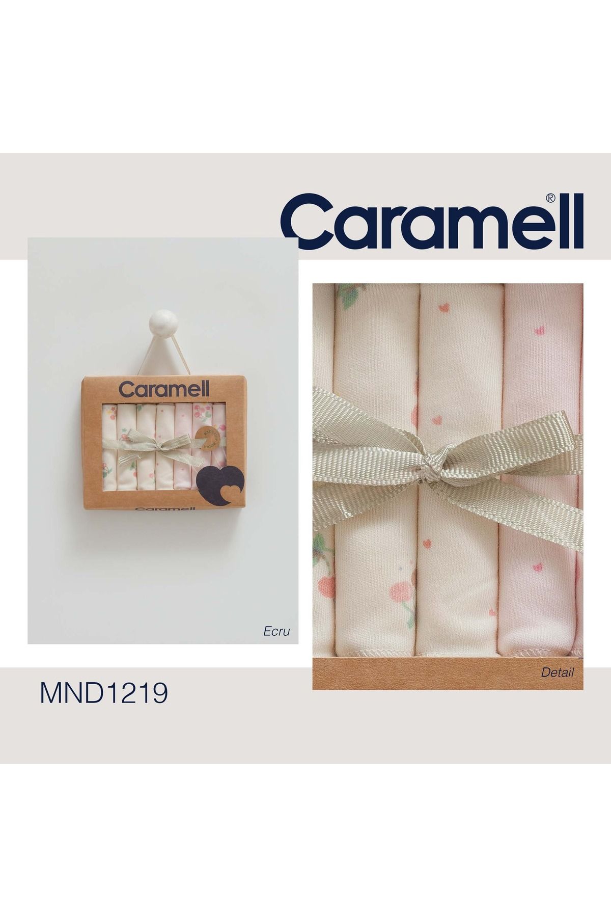 Caramell %100 Coton 7li Bebek Ağız Silme Mendili Vişne Desenli Organik // 1219