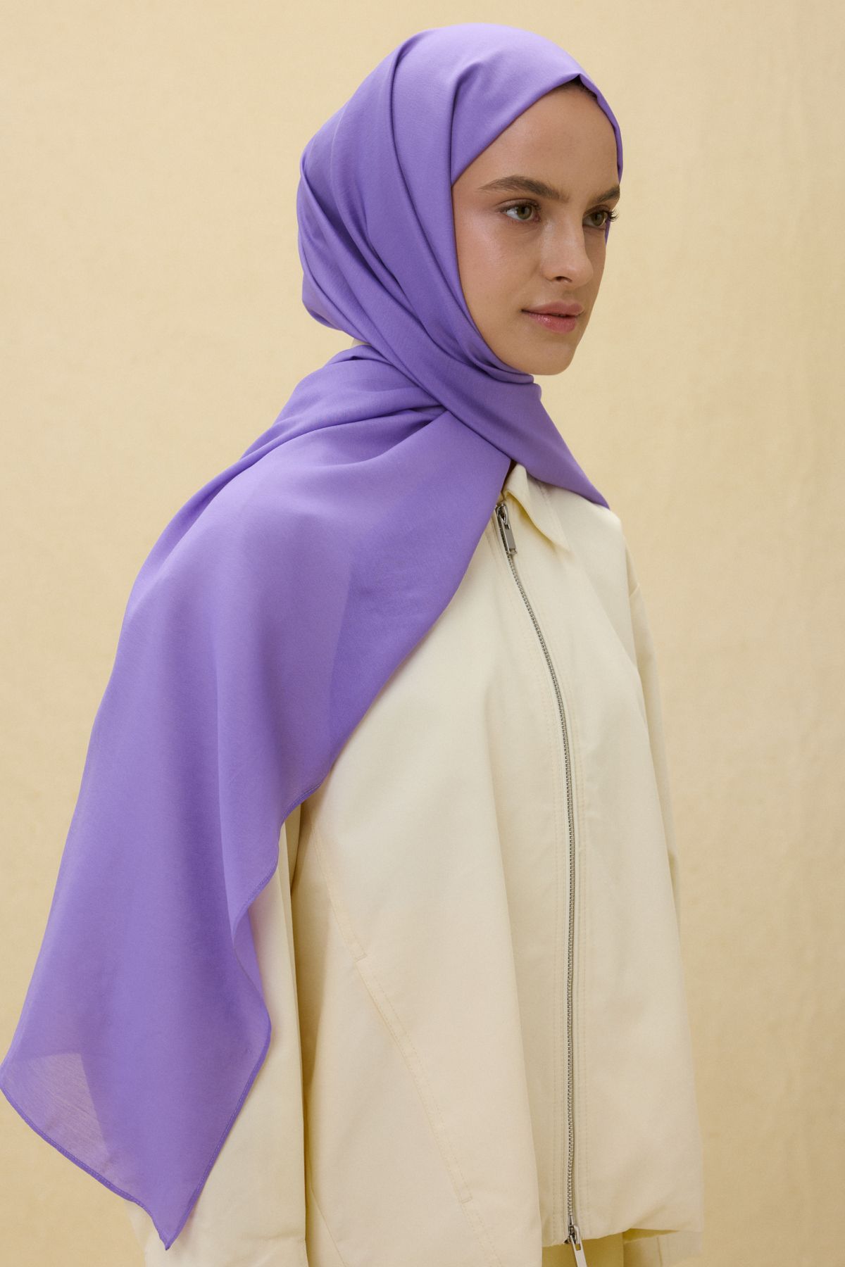 FENZA SCARF PARİS İPEĞİ LİLA RENK PAMUKLU ŞAL