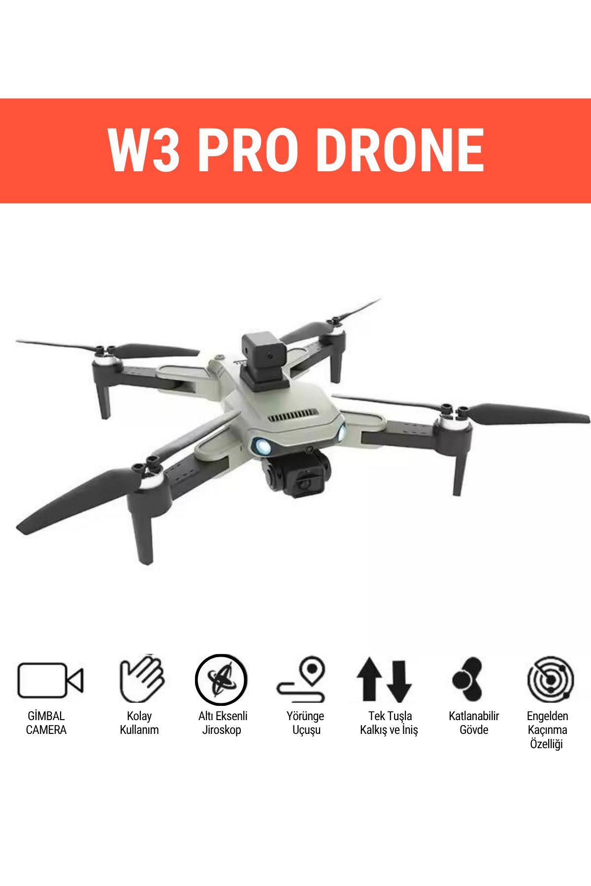 WUNİT W3PRO DRONE HD CAMERA,GİMBAL,ENGELDEN KAÇINMA,KOLAY KULLANIM,RGB IŞIK,30 DK SÜRÜŞ,5G WİFİ