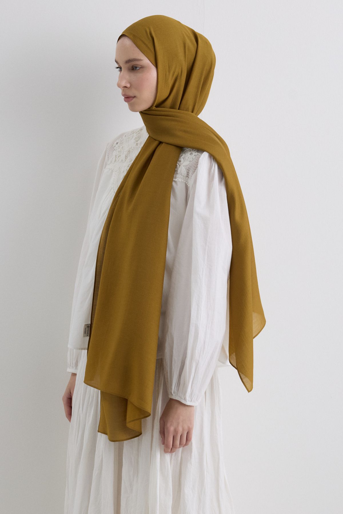 FENZA SCARF PARİS İPEĞİ HARDAL RENK PAMUKLU ŞAL
