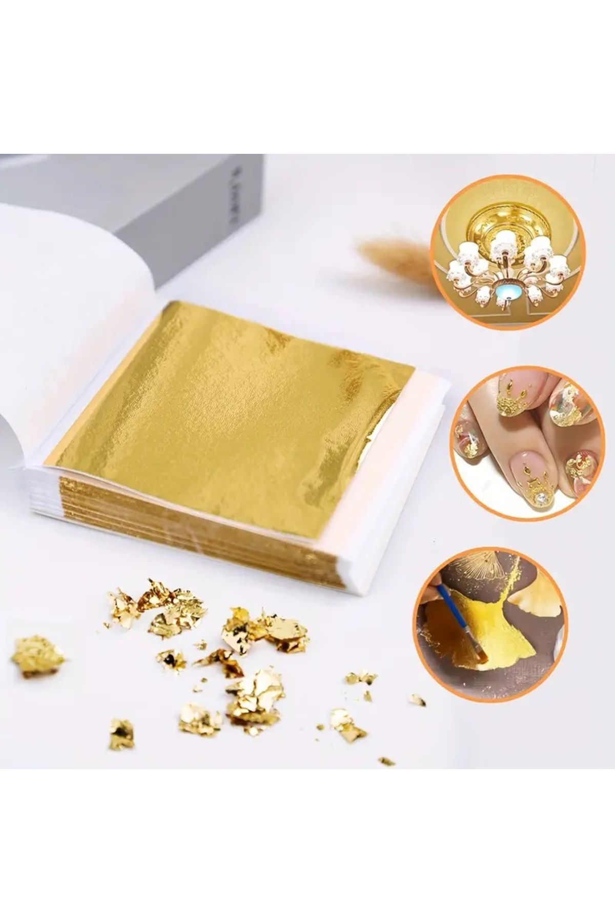 Siliko World Altın Yaprak Varak 10 Sayfa / Epoksi Reçine Altın Varak / Epoksi Altın Folyo Varak 8x8cm