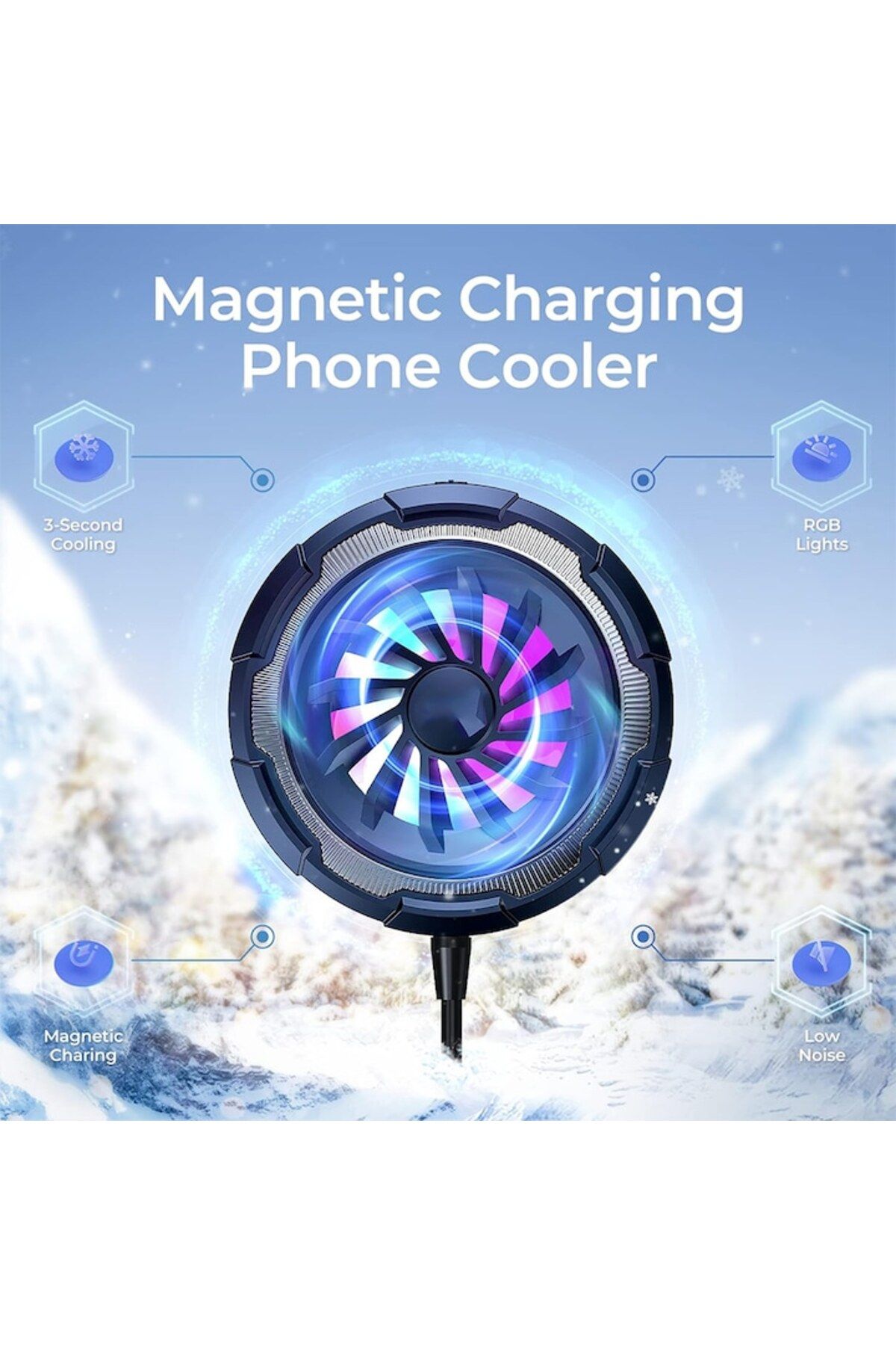 Gtech-Wireless Charger and Fan, G-Tech Cooling Waves X51, Compatible with Magsafe Devices, RGB, Magnetic A 3