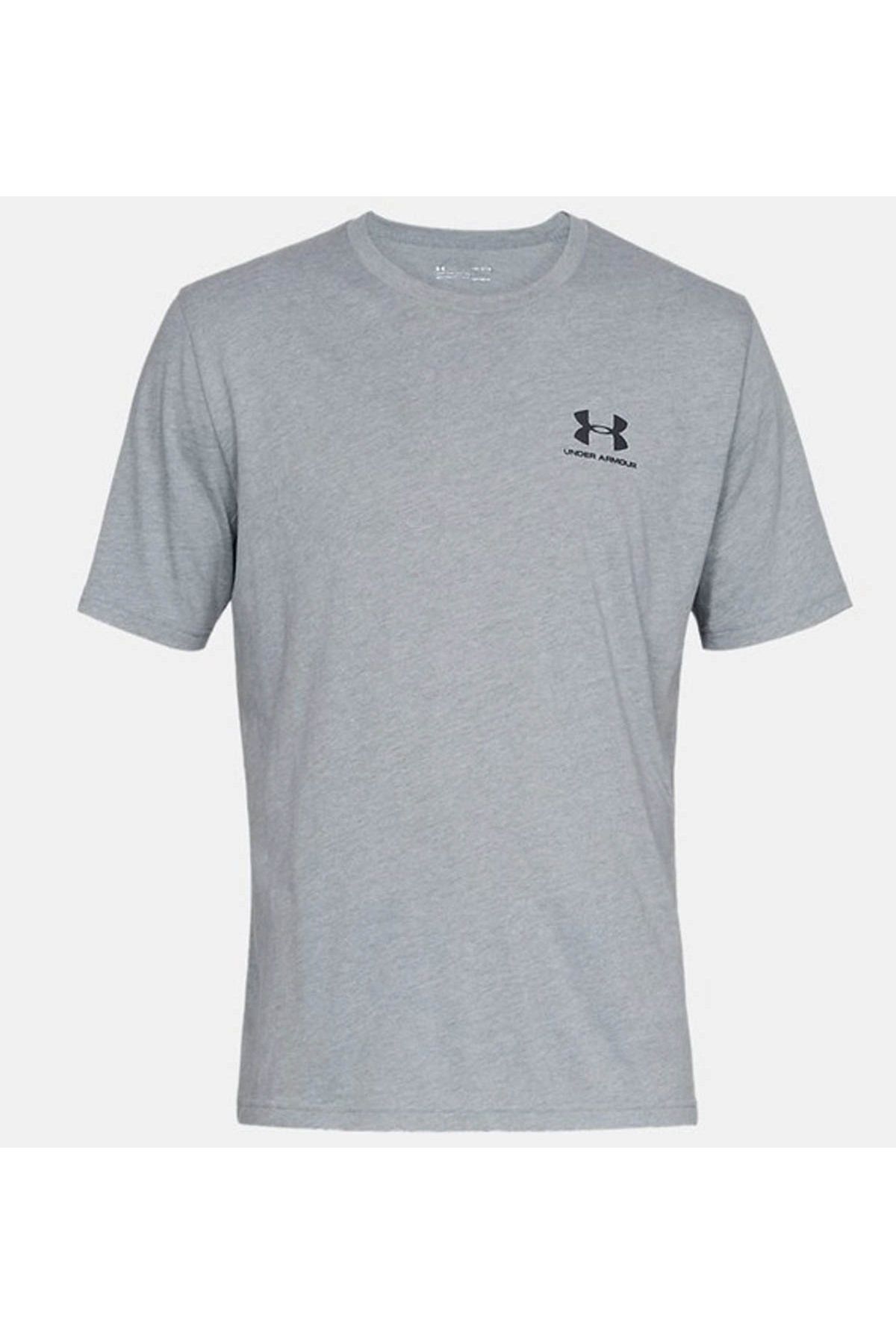 تی شرت خاکستری مردانه نر مسطح گردن 1326799 036 S به سبک چپ SS Under Armour