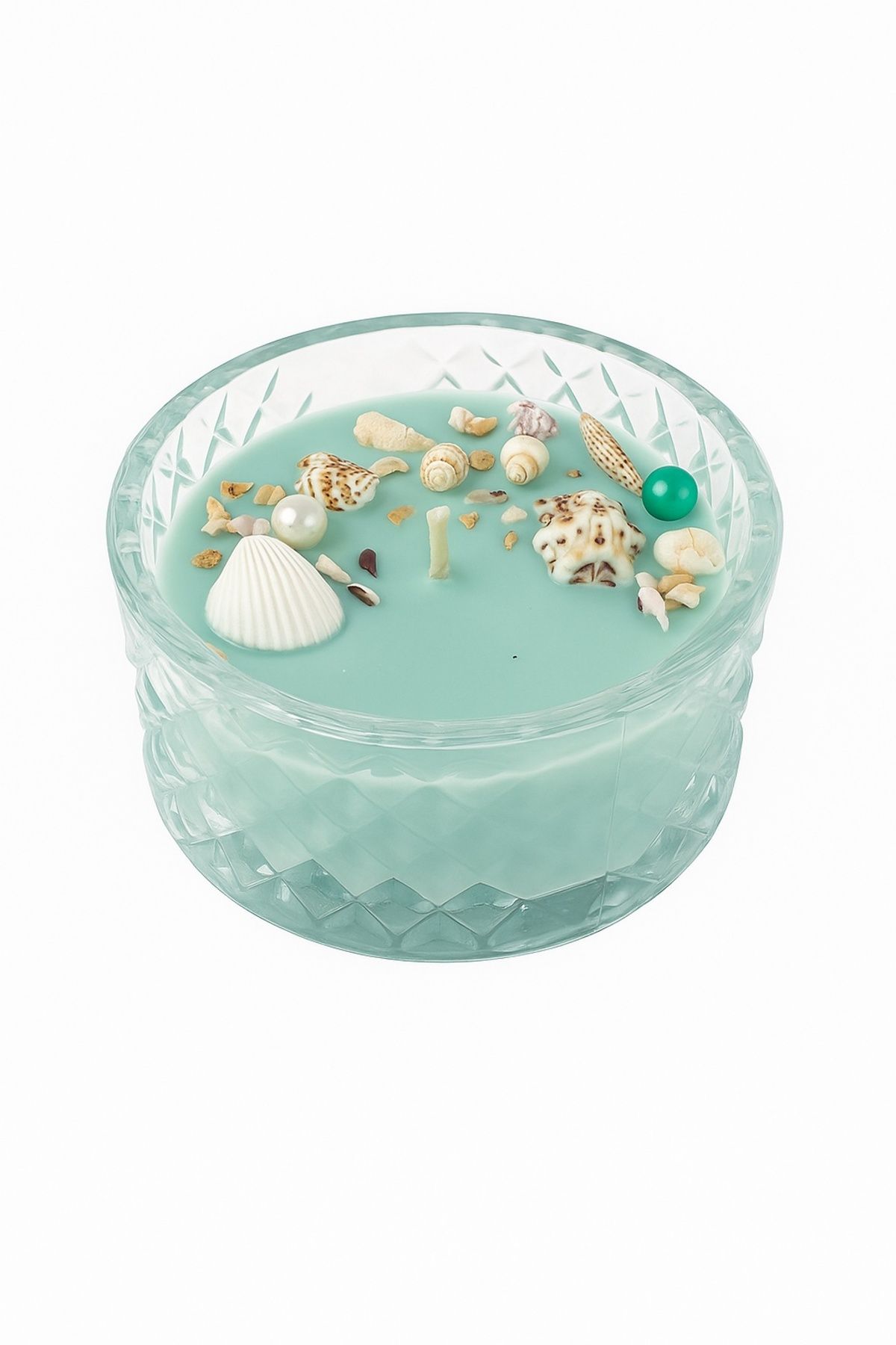 Nish Candles Kristal Cam Kasede Soya Mum – Deniz Kabuklu & Okyanus Esintili