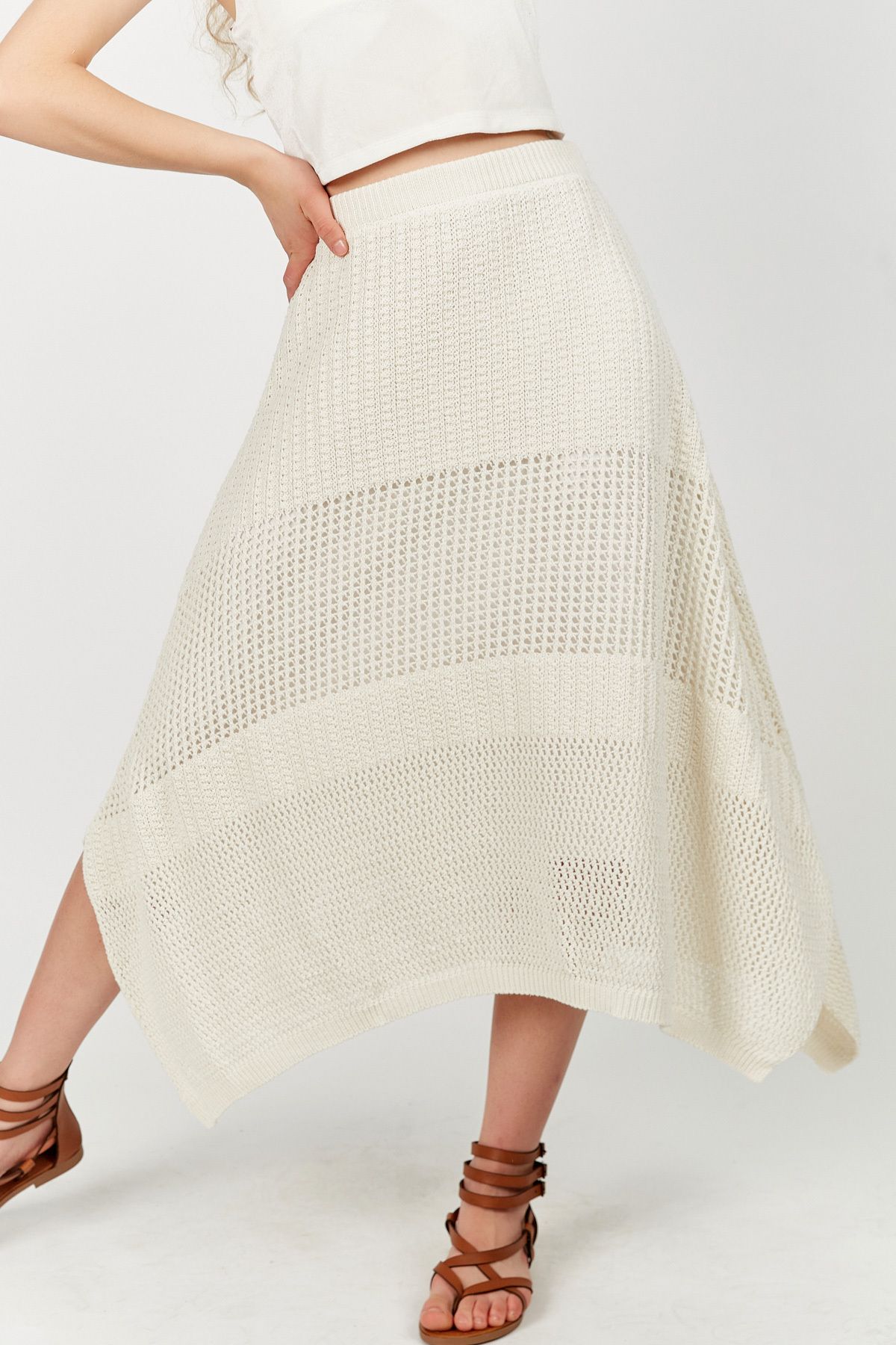 Hopoi-Women's Lace Lined Midi Skirt 4