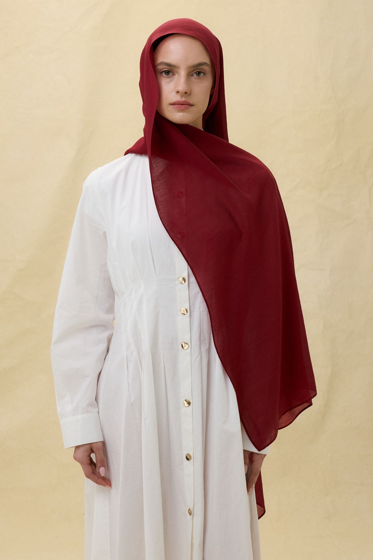 FENZA SCARF PARİS İPEĞİ KOYU KIRMIZI RENK PAMUKLU ŞAL