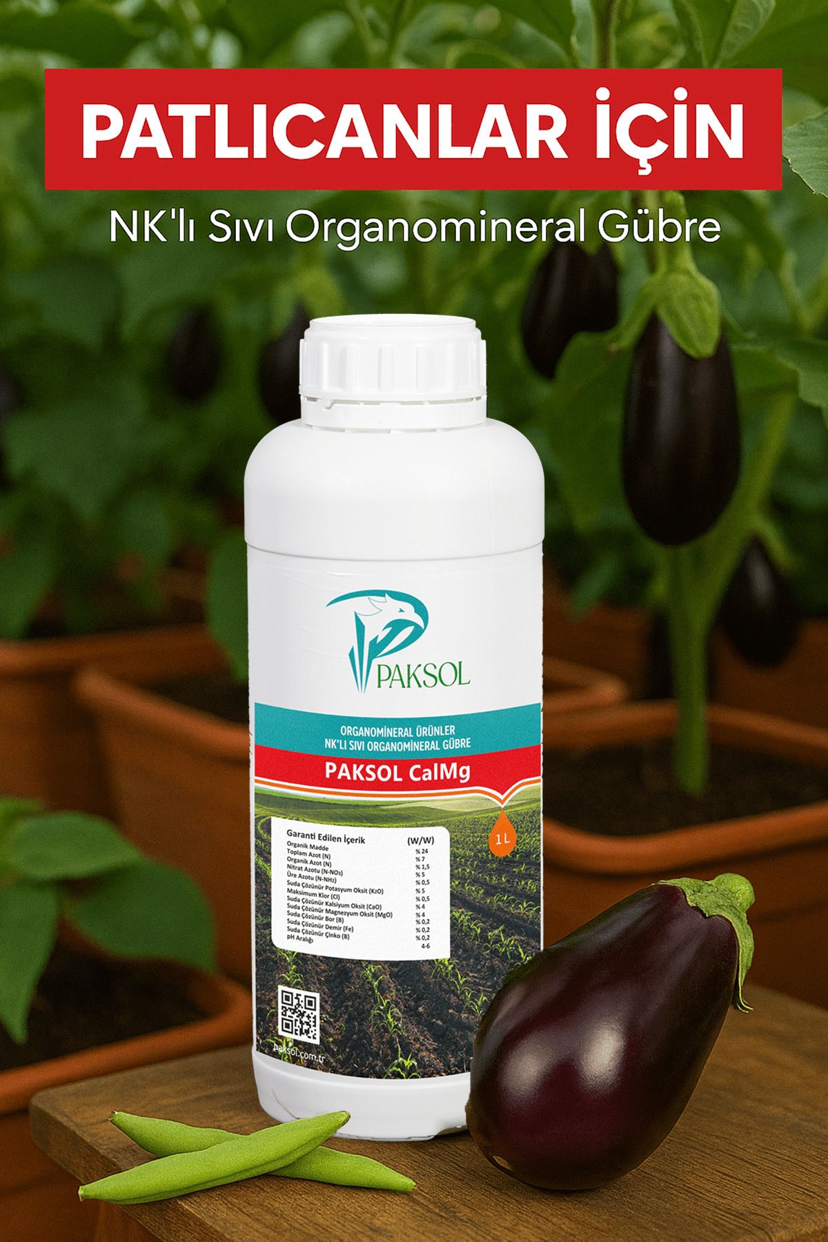Paksol Kalsiyum Nitratlı Patlıcan İçin Organik Sıvı Gübre 1 Litre