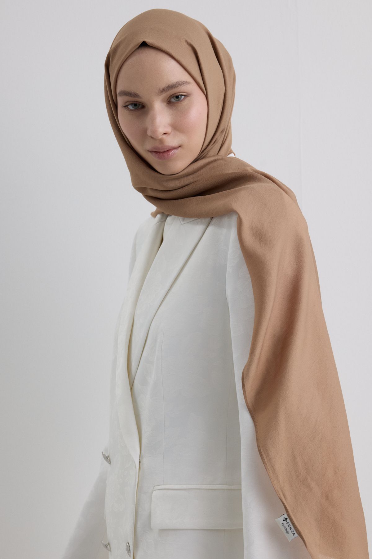 FENZA SCARF PARİS İPEĞİ AÇIK BAKIR RENK PAMUKLU ŞAL