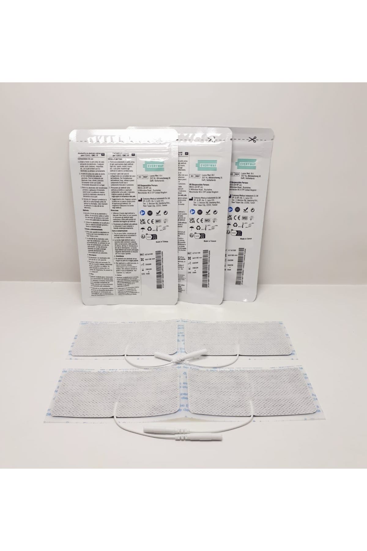 Everyway Tens Elektrod Pedi 5x10 cm Kablolu 4lü Paket 3 Adet