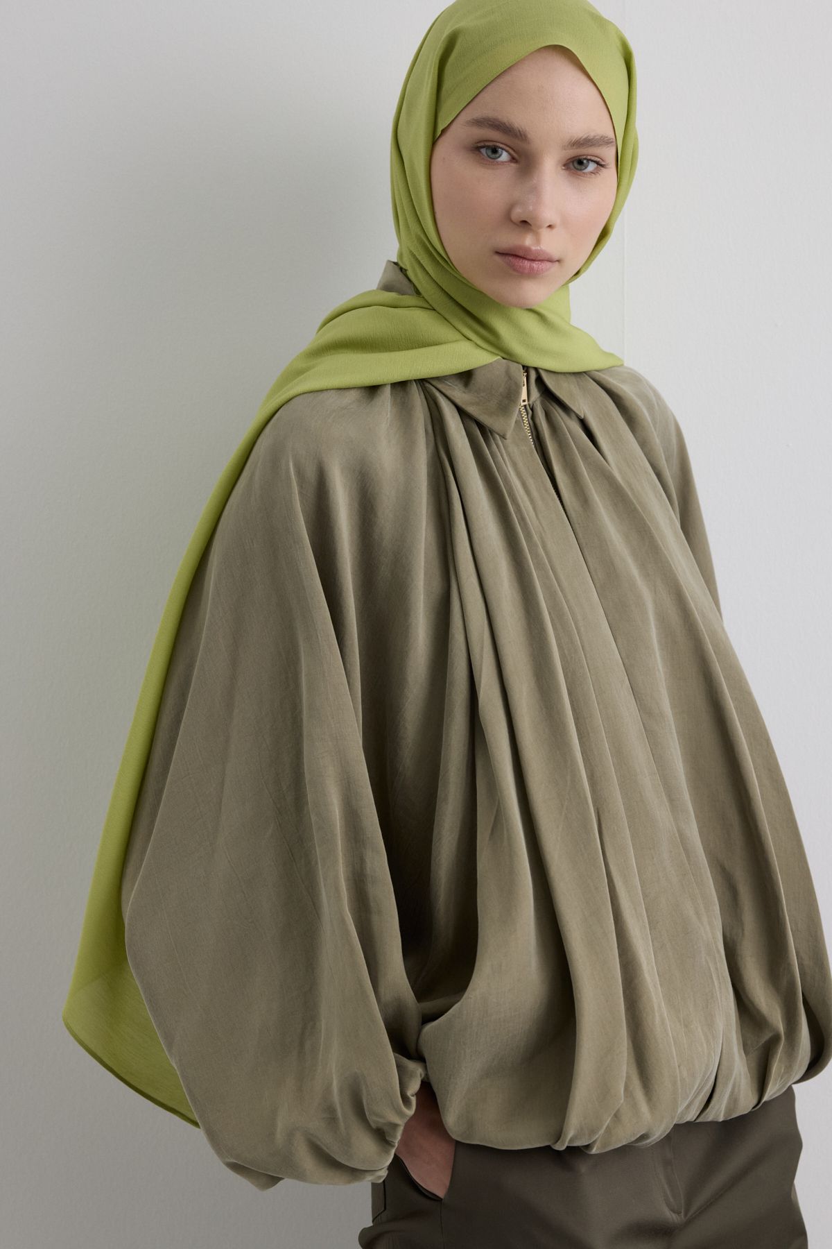 FENZA SCARF PARİS İPEĞİ IHLAMUR RENK PAMUKLU ŞAL
