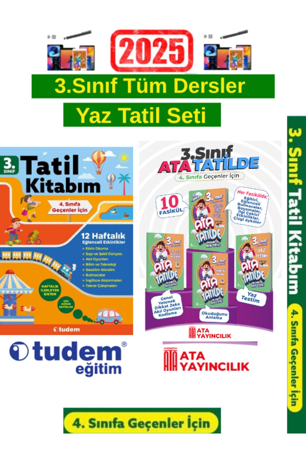 Okyanus Yayıncılık Tudem 3.Sınıf 12 Hafta Yaz Tatil Kitabı+Ata Tatilde 3.Sınıf 10 Fasikül Yaz Tatil Seti+Android Kalem