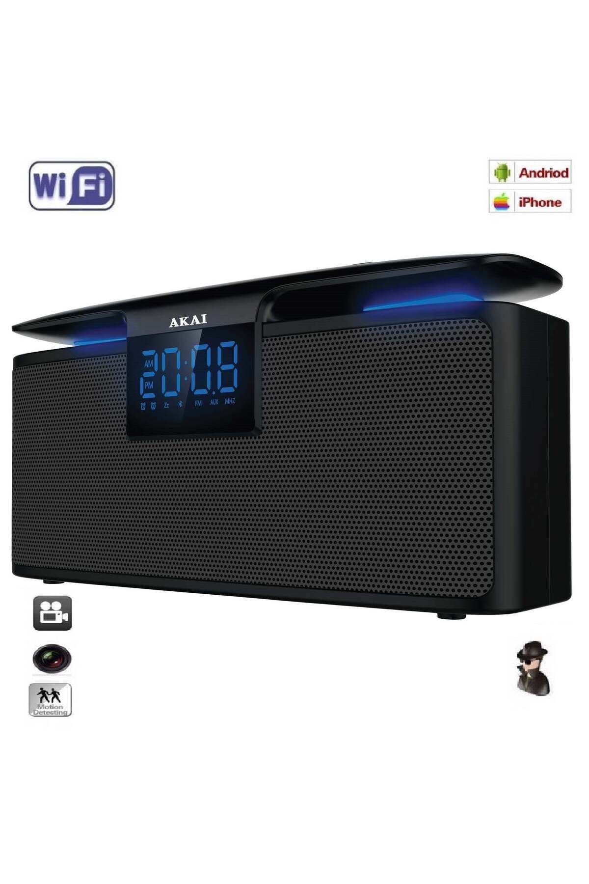 Minitechnics-Wi-Fi P2P Micro Video Camera in Speaker with Radio – 100% Undetectable Lens, Motion Sensor, Full 4