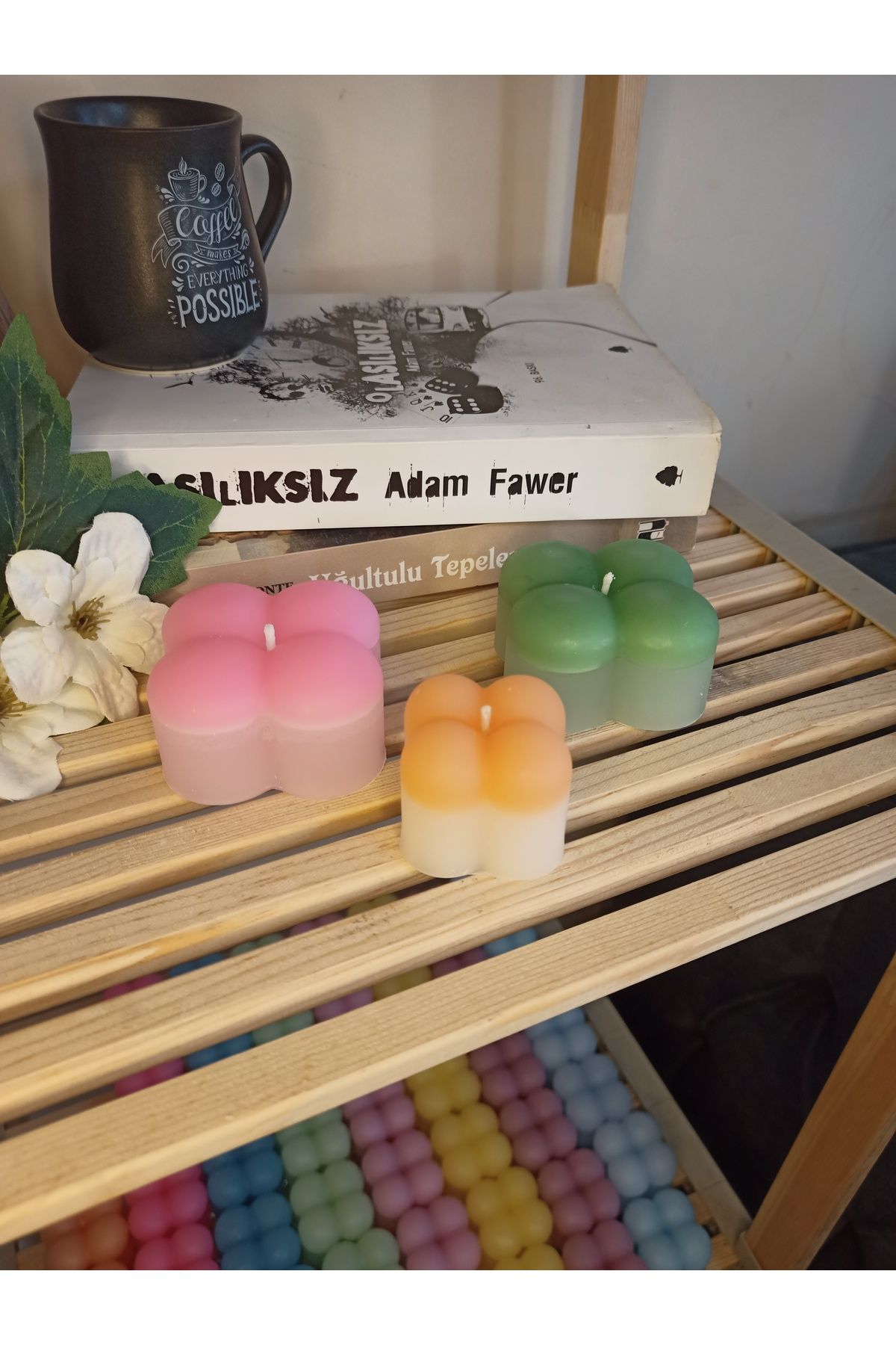ZEYNSTUFFS HEDİYE EŞYA dörtlü bubble üçlü set soft pastel renkli mum