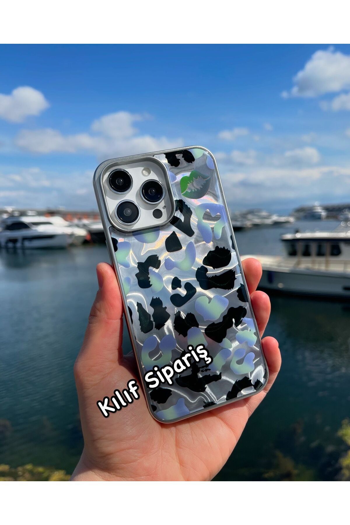 Kılıfsiparis iPhone 16 Pro Max Uyumlu Parlak Leopar Desenli Telefon Kılıfı