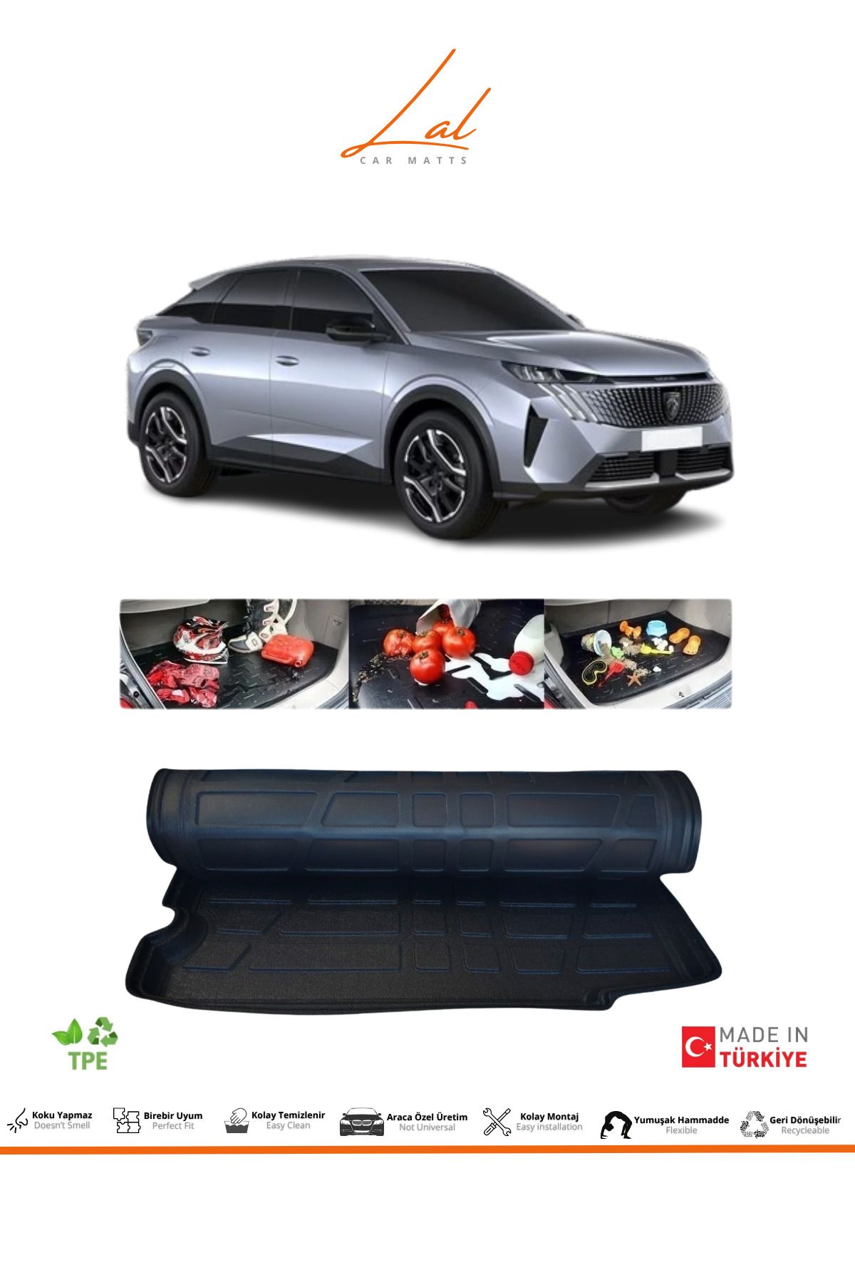 Lal Peugeot 3008 Hybird & Elektrikli Üst Kademe 3D Bagaj Havuzu (2024 ve sonrası uyumlu)