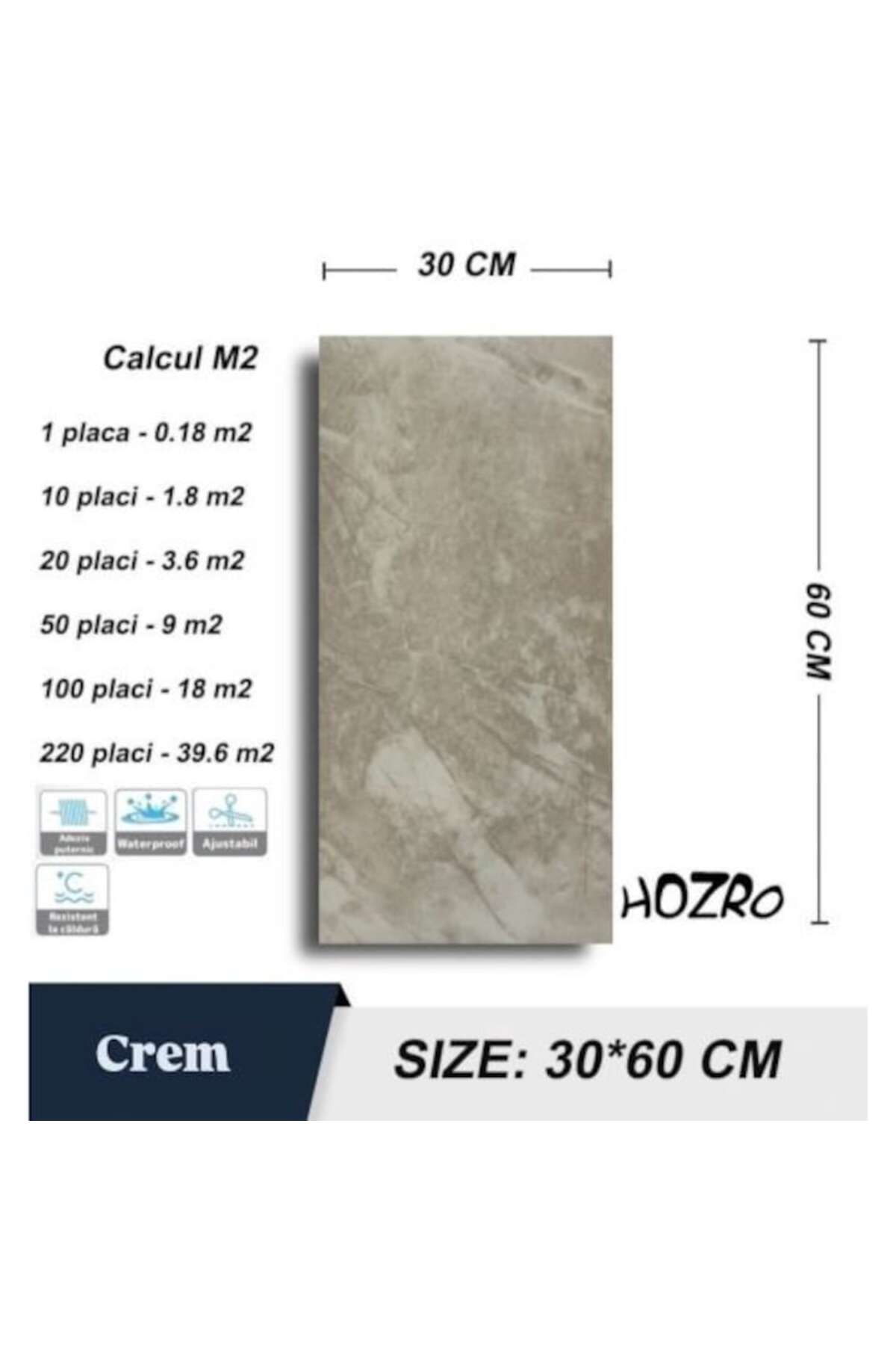 HOZRO-Set of 50 x HOZRO self-adhesive marble imitation tiles, abstract pattern, for walls, modern design, foil 3