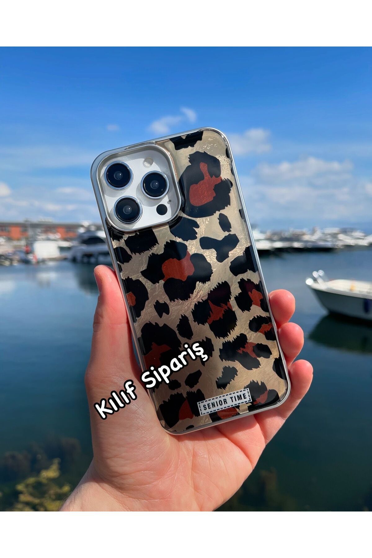 Kılıfsiparis iPhone 16 Pro Max Uyumlu Parlak Leopar Desenli Telefon Kılıfı