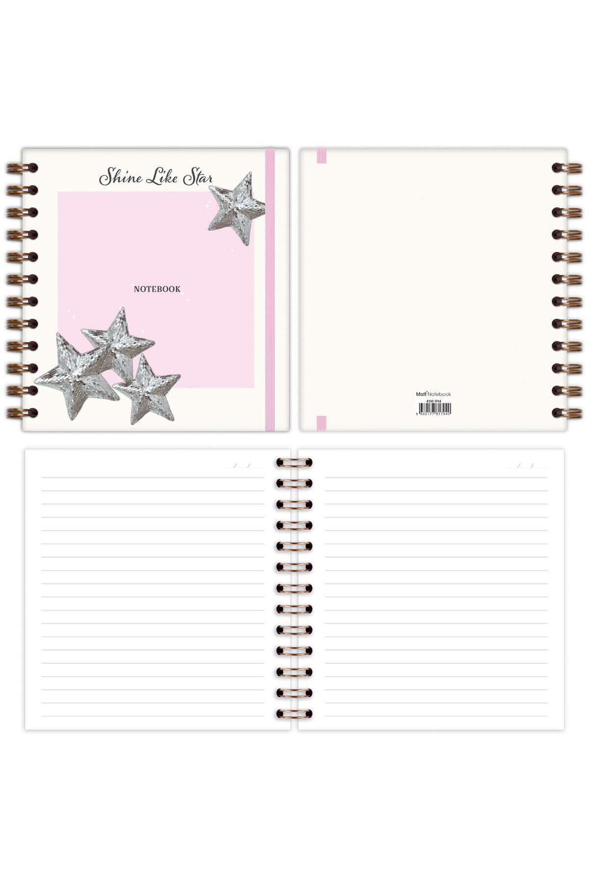Matt Notebook-15X15 cm Square Set of 2 Spiral Line Undated Notepad 8