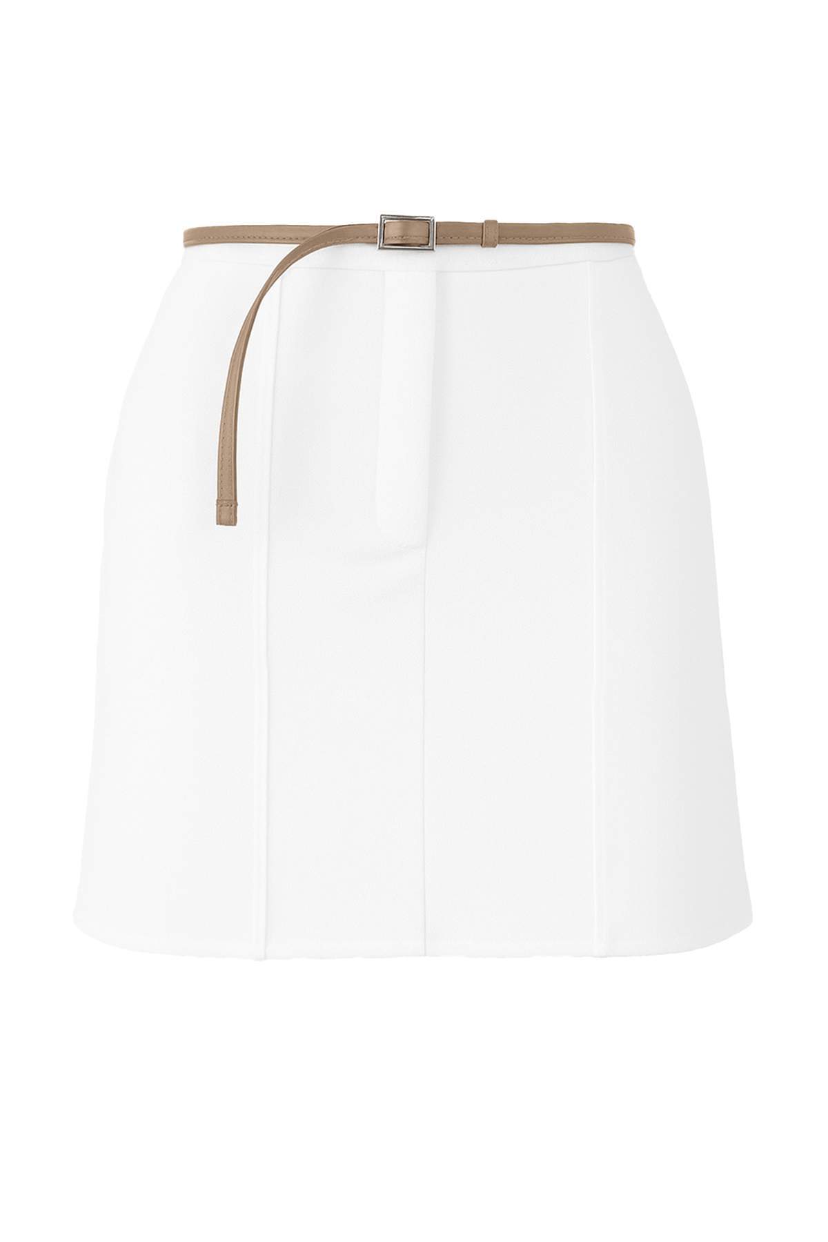 Trendyolmilla  Beyaz Kemerli Mini Dokuma Etek Görünümlü Şort TWOAW25SR00027 - Görsel 7