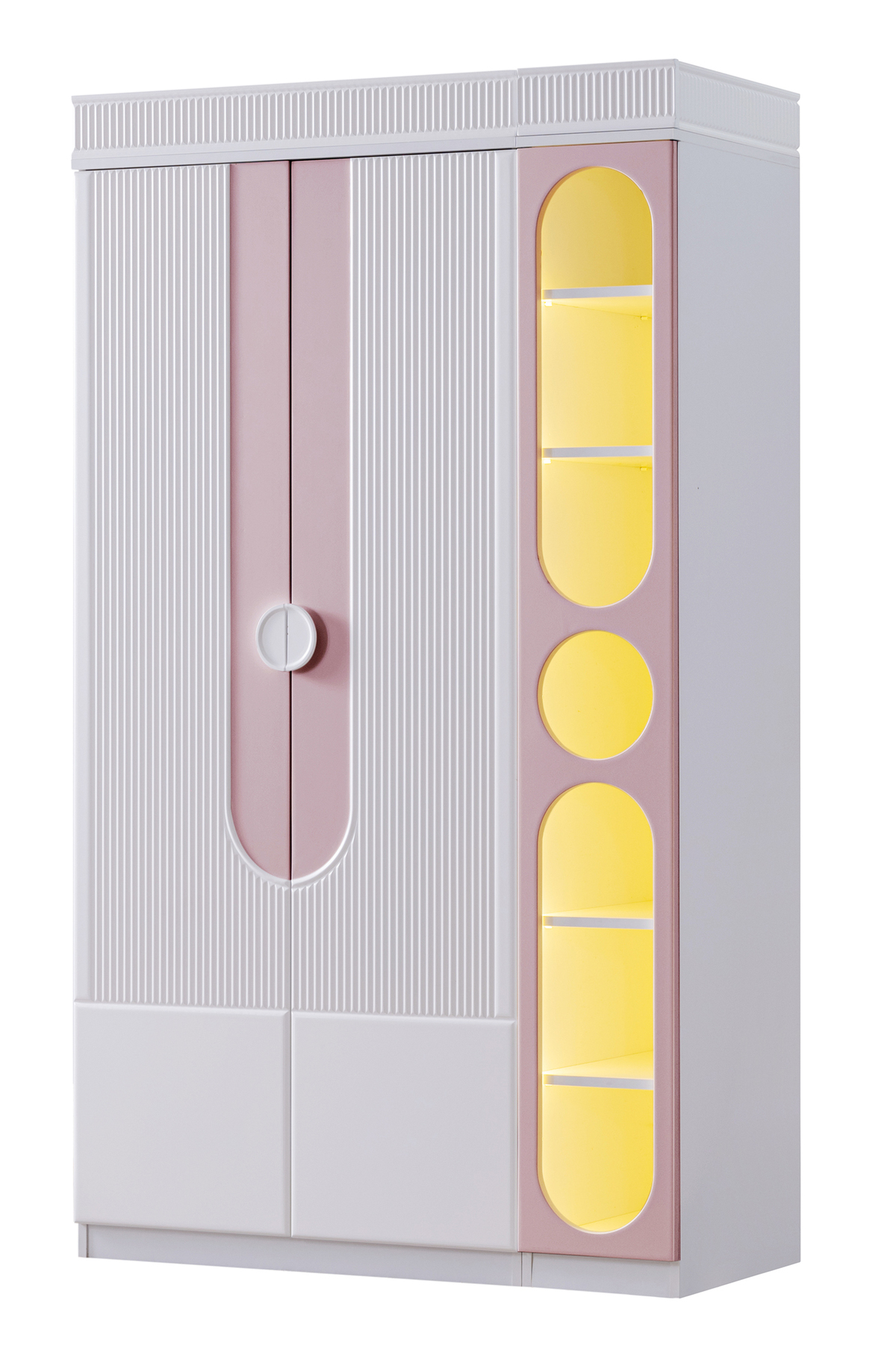 Setay Gardırop, Vira 2 Kapaklı Dolap ve Ledli Kitaplık - Pembe fotoğrafı 2 (önizleme)