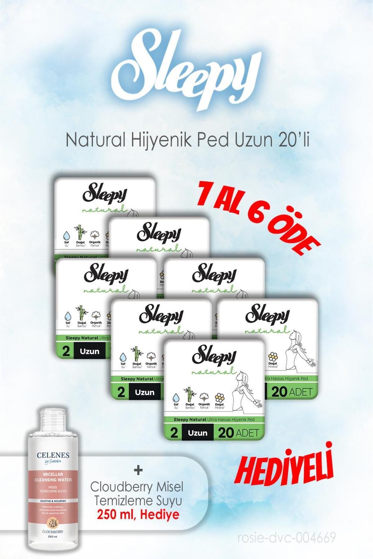 Sleepy 7 Al 6 Öde 20'li Natural Hijyenik Ped Uzun Ve 250 ml Temizleme Suyu
