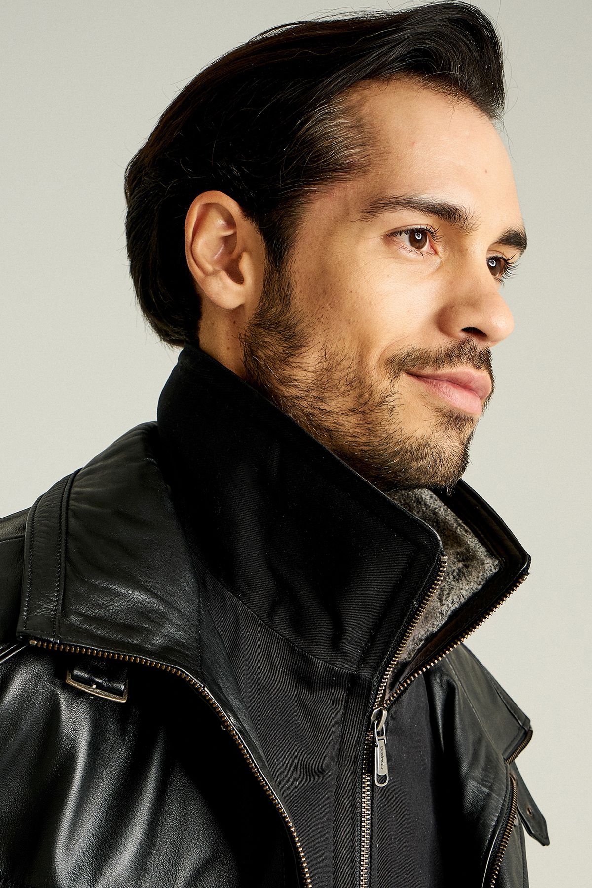 Derimod-Men's Black Furry Leather Coat - Double Collar, Eduardo 14wge61031m 5
