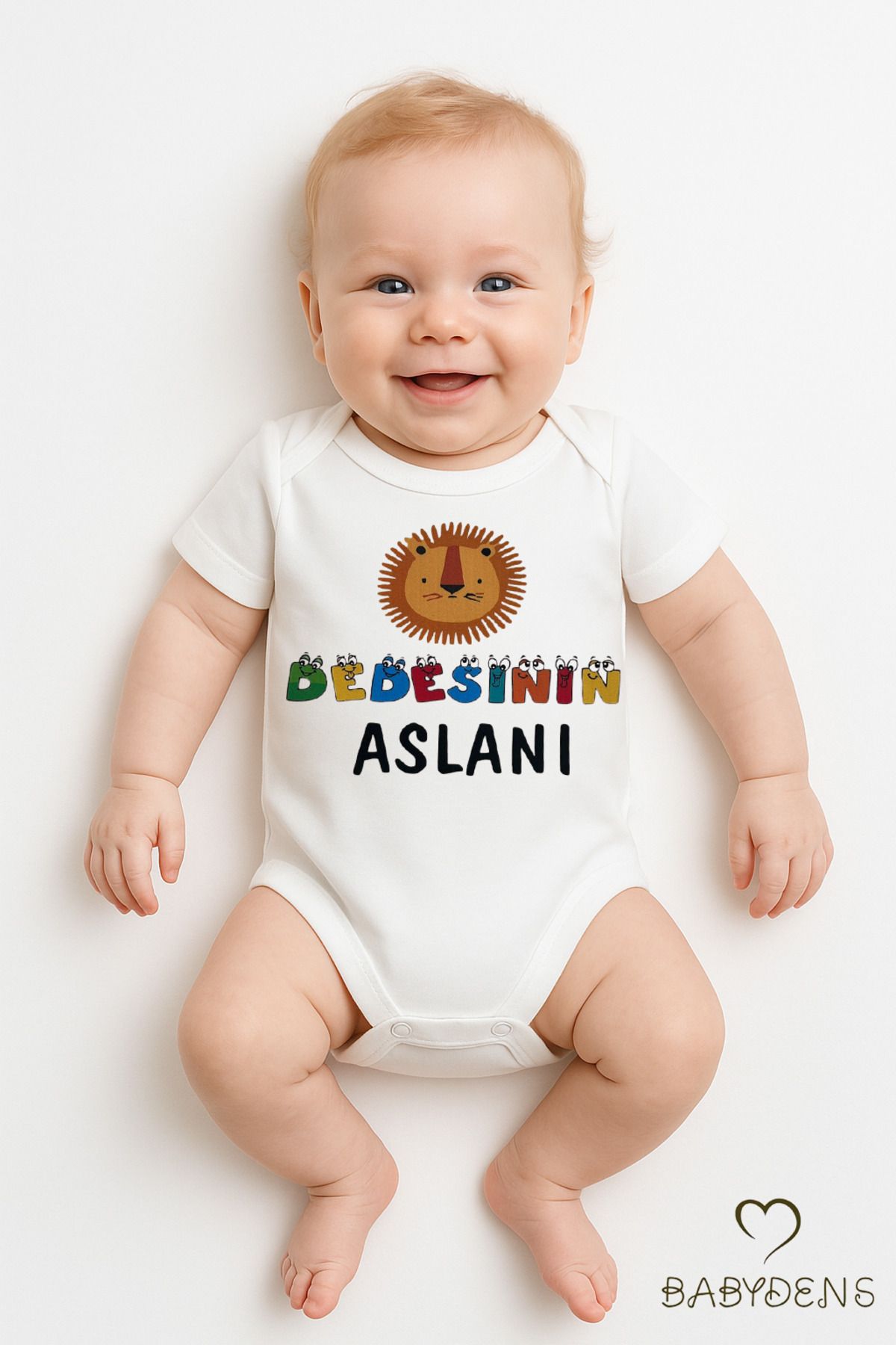 BABYDEN'S Dedesi'nin Aslanı Yazılı Bebek Çıtçıtlı Body Tulum | %100 Pamuk | Eğlenceli Aslan Baskı Zıbın