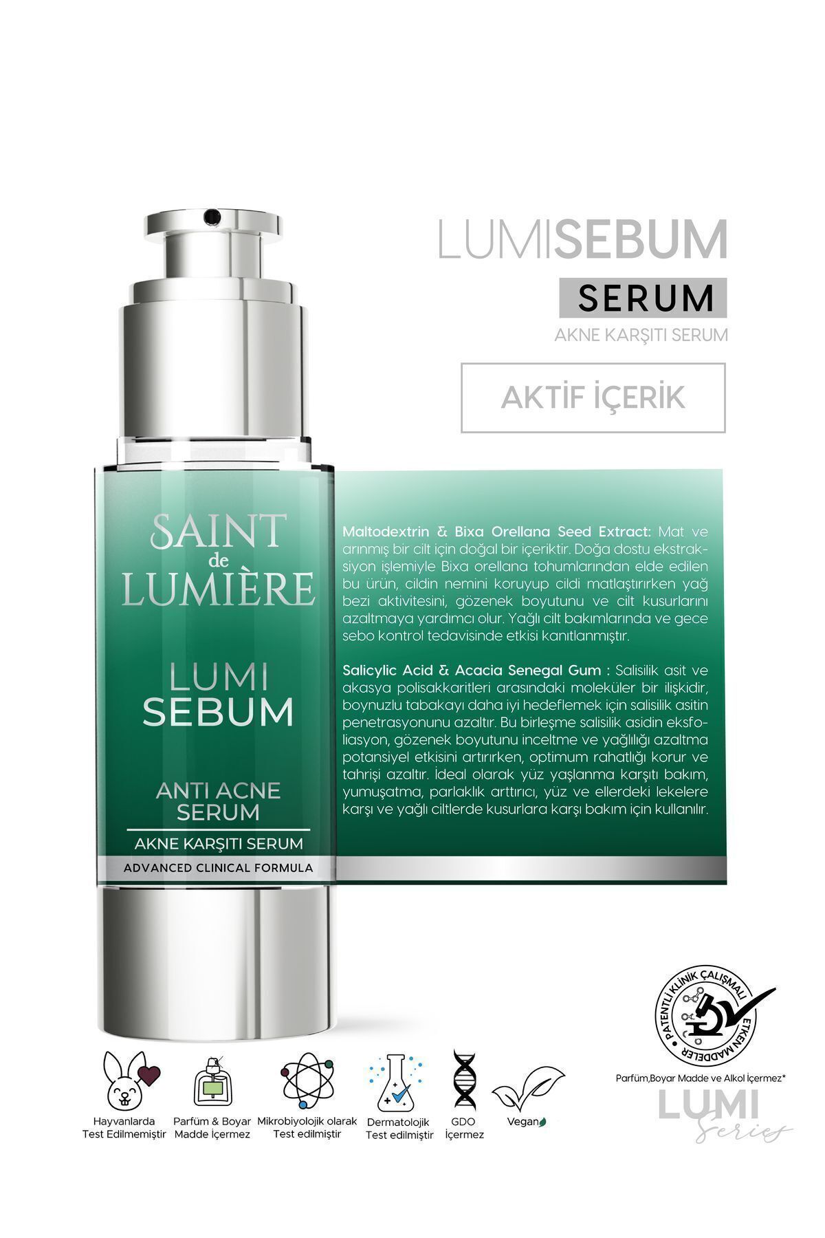 SAINT DE LUMIERE-LUMISEBUM 30ml Acne Serum - Anti-Blackhead and Blemish, Sebum Balancing, Mattifying and Moisturizing 3