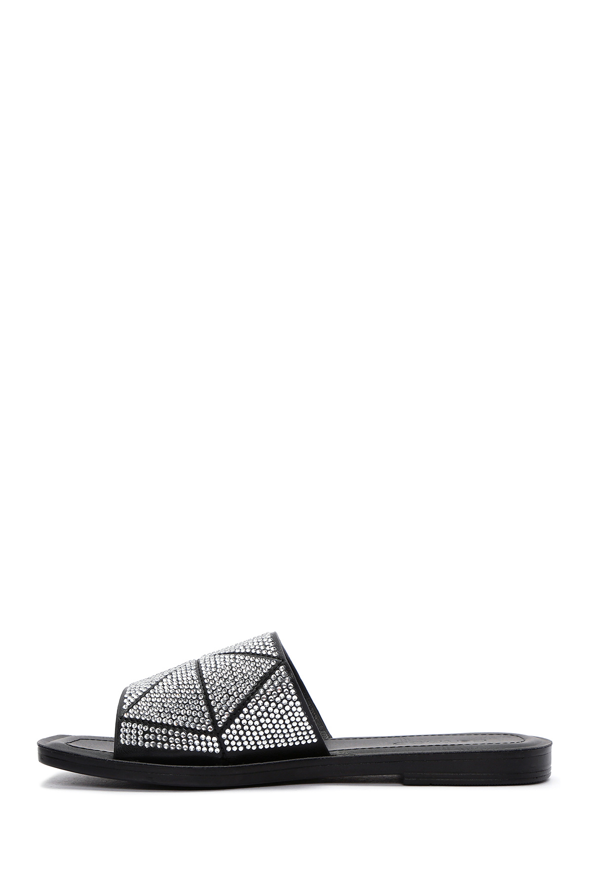 Derimod-Black Stone Detailed Women's Slippers - 24sfe 465414 2