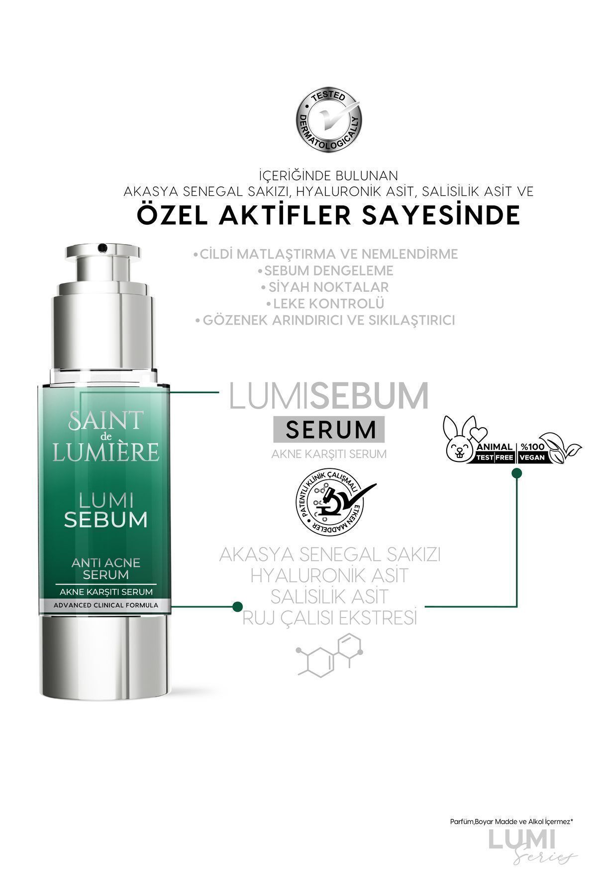 SAINT DE LUMIERE-LUMISEBUM 30ml Acne Serum - Anti-Blackhead and Blemish, Sebum Balancing, Mattifying and Moisturizing 2