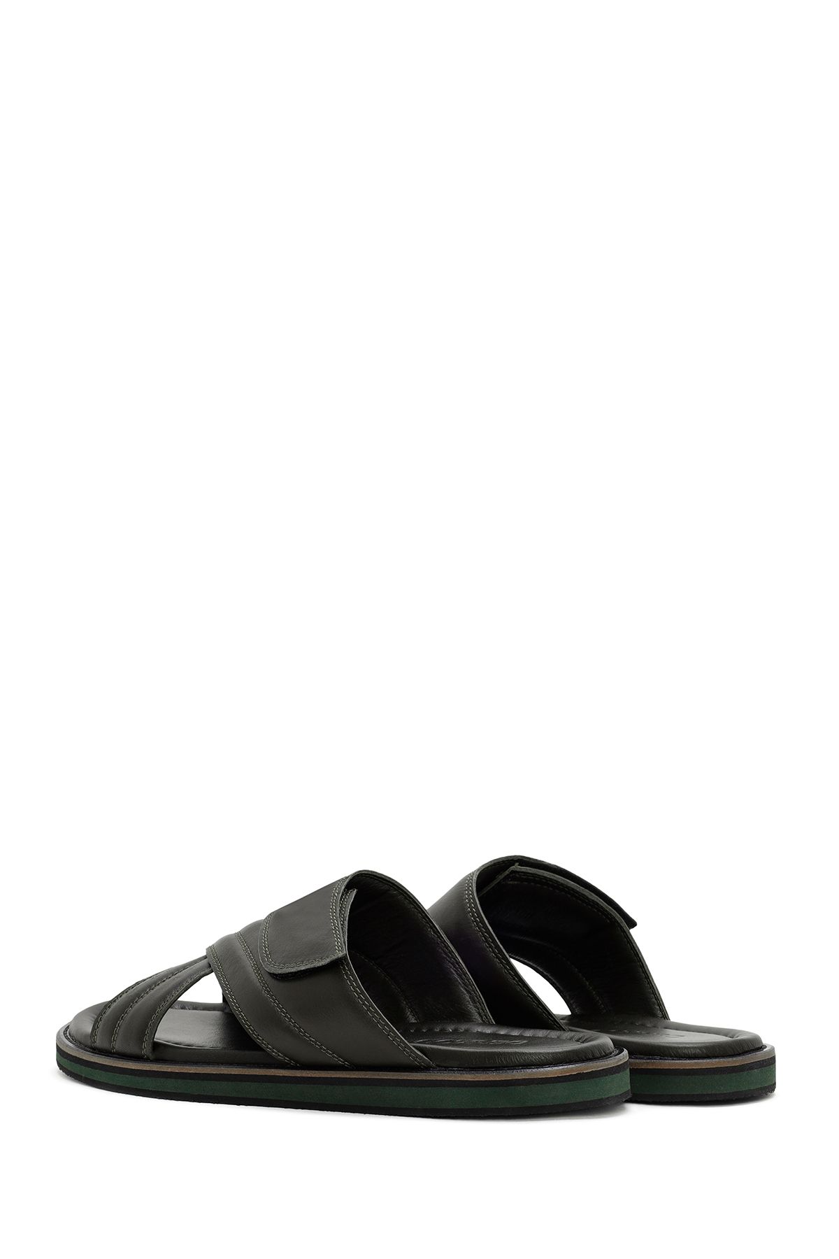 Derimod-Khaki Men's Leather Casual Slippers - Banded, 24SFD625718 5
