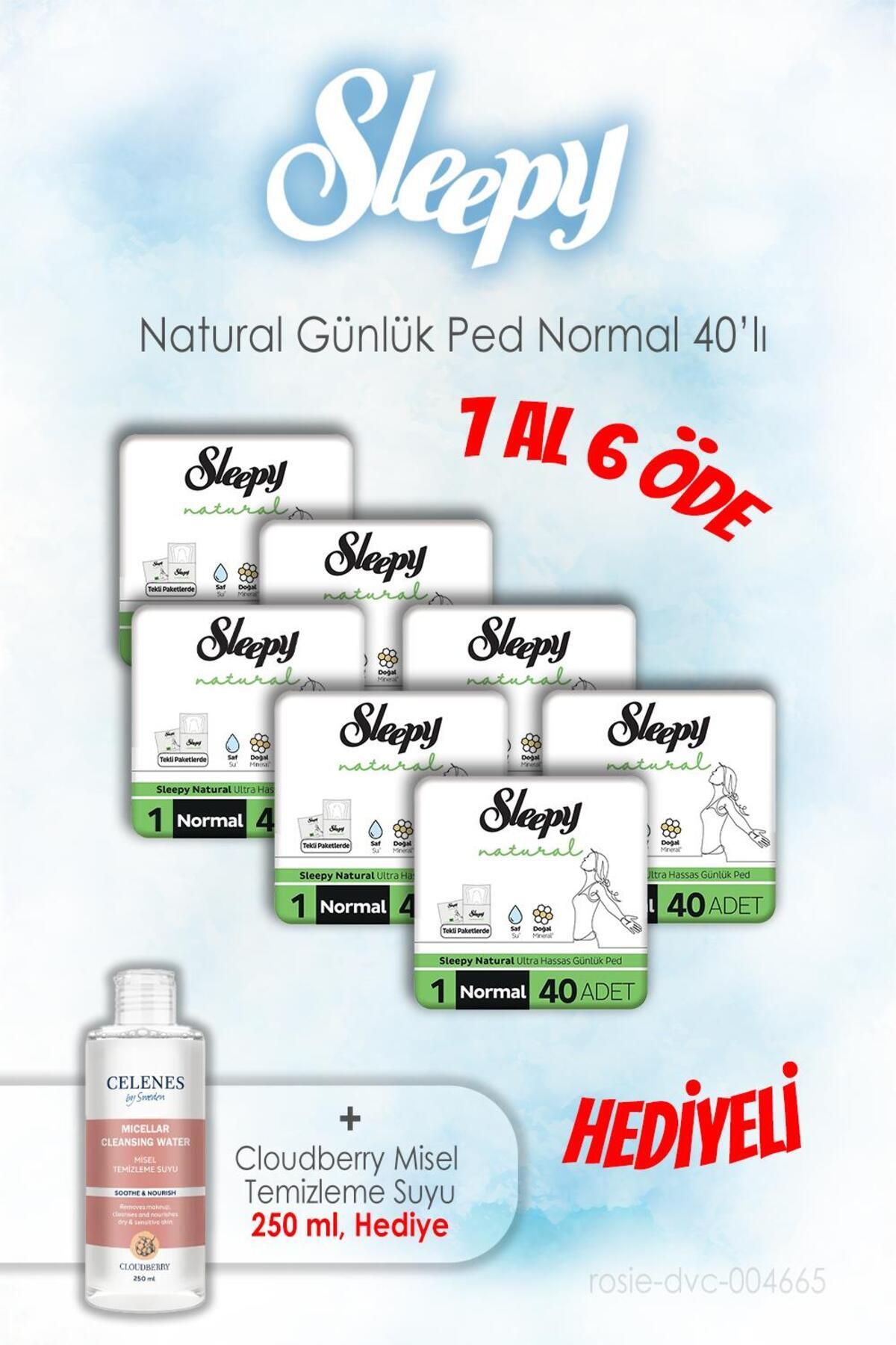 Sleepy 7 AL 6 ÖDE Sleepy 40'lı Natural Günlük Normal ve 250 ML Temizleme Suyu