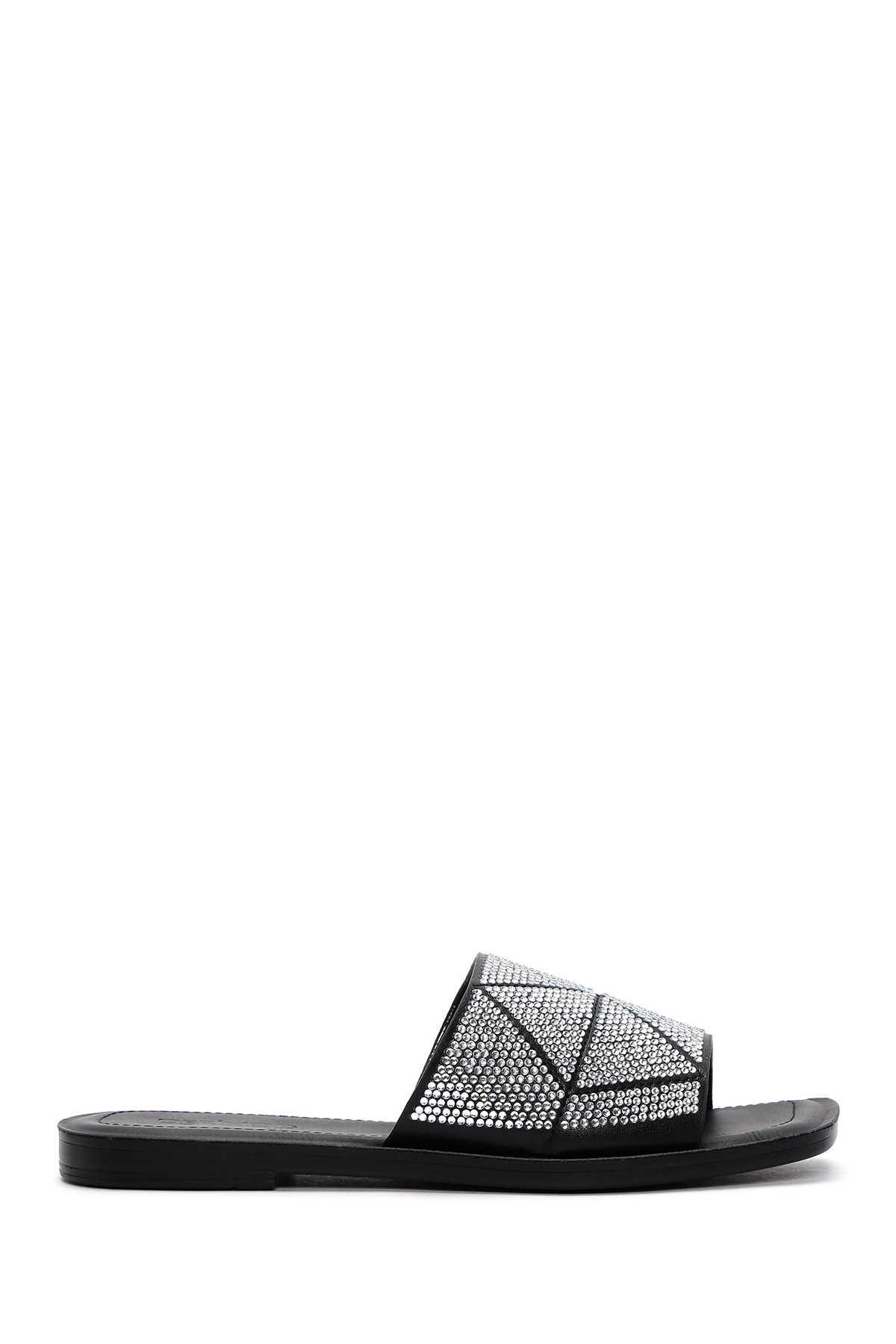 Derimod-Black Stone Detailed Women's Slippers - 24sfe 465414 1