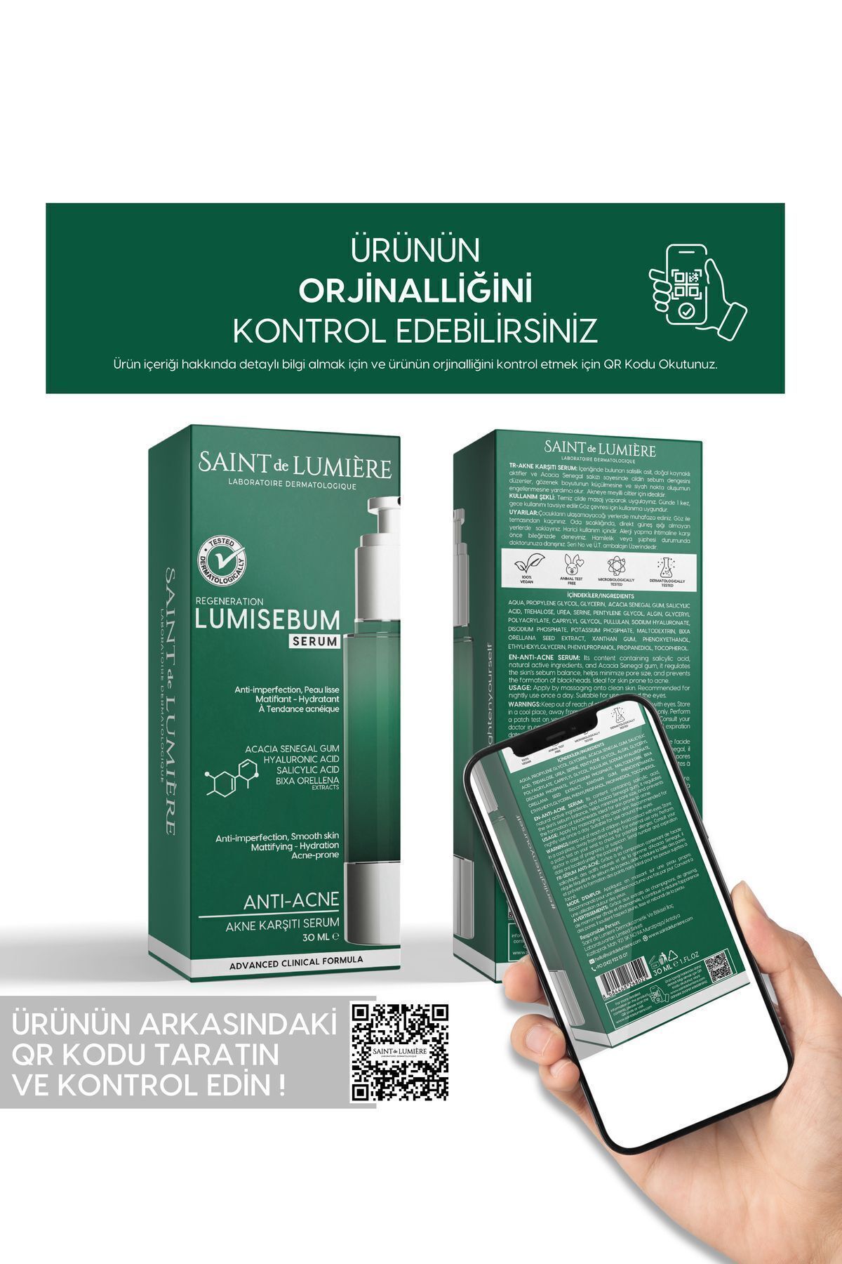 SAINT DE LUMIERE-LUMISEBUM 30ml Acne Serum - Anti-Blackhead and Blemish, Sebum Balancing, Mattifying and Moisturizing 4