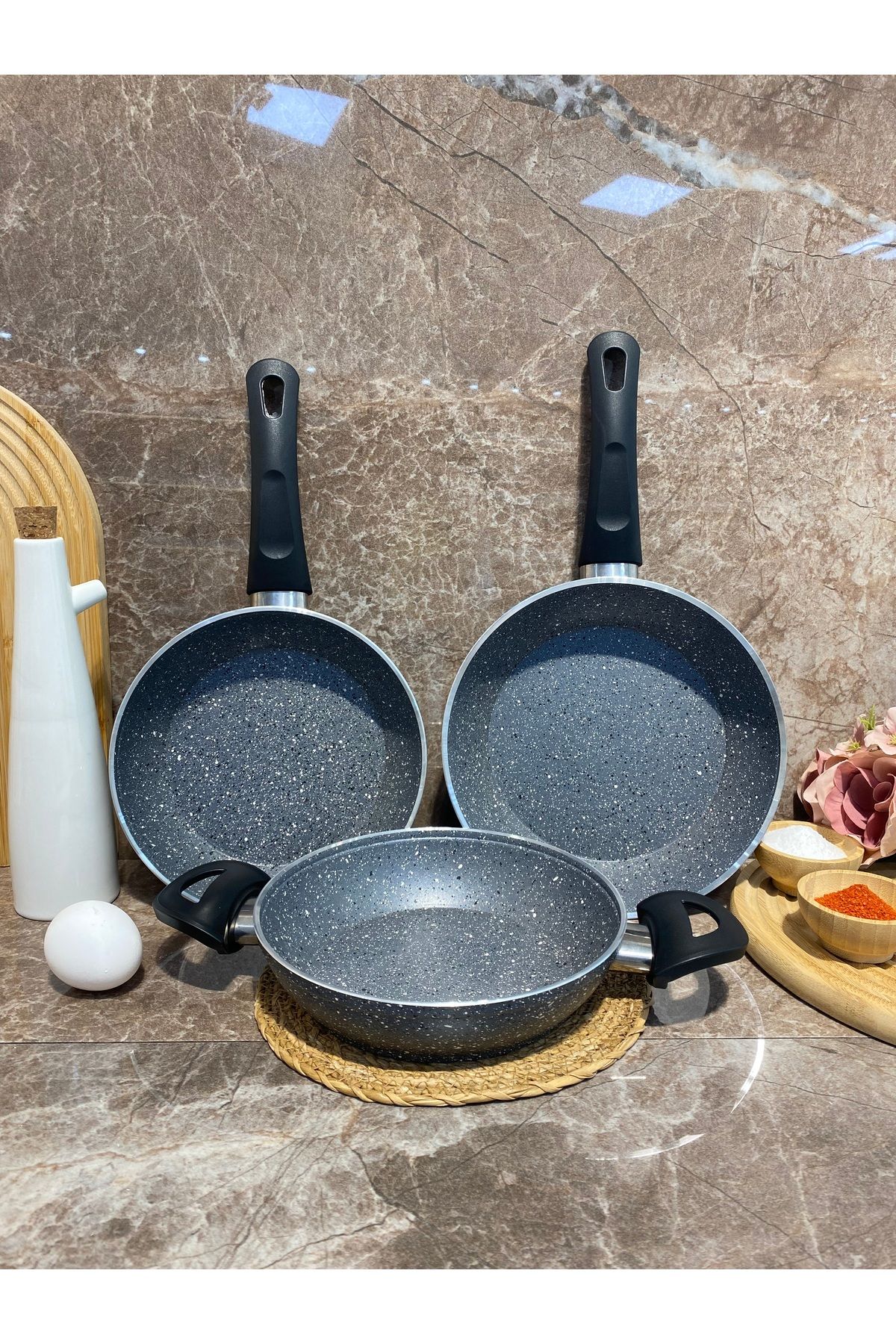 Elvira Granit kahvaltılık set tava-sahan