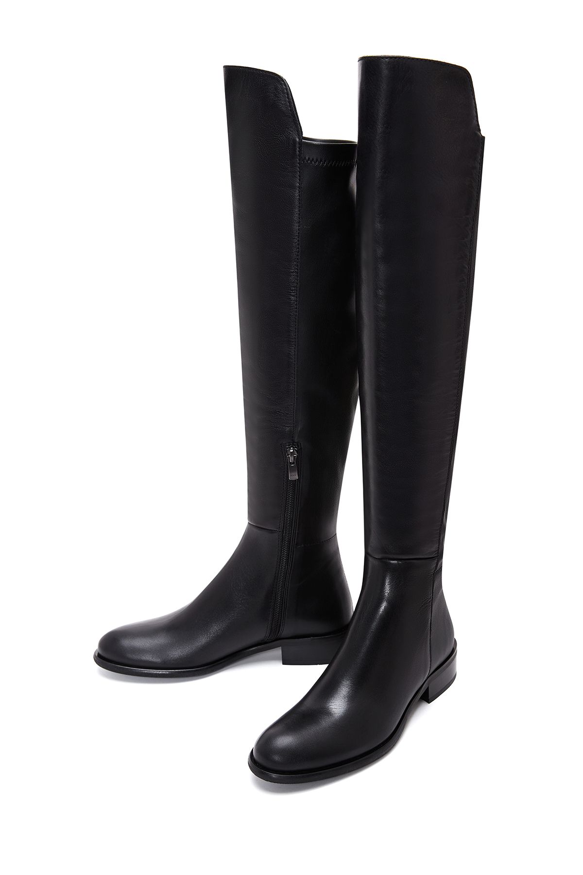 Derimod-Women's Black Zippered Leather Boots 24Wfd 280418 3