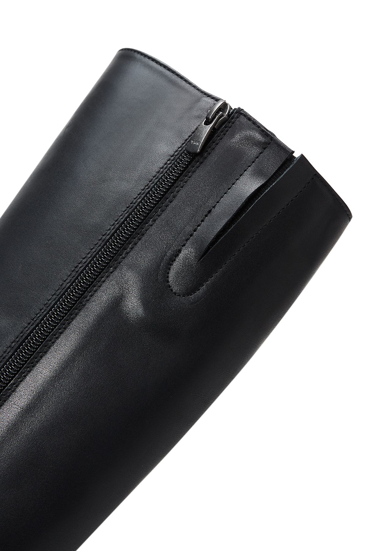 Derimod-Black Leather Women's Boots - Zippered and Accessory Detailed 24Wfd 280618 8