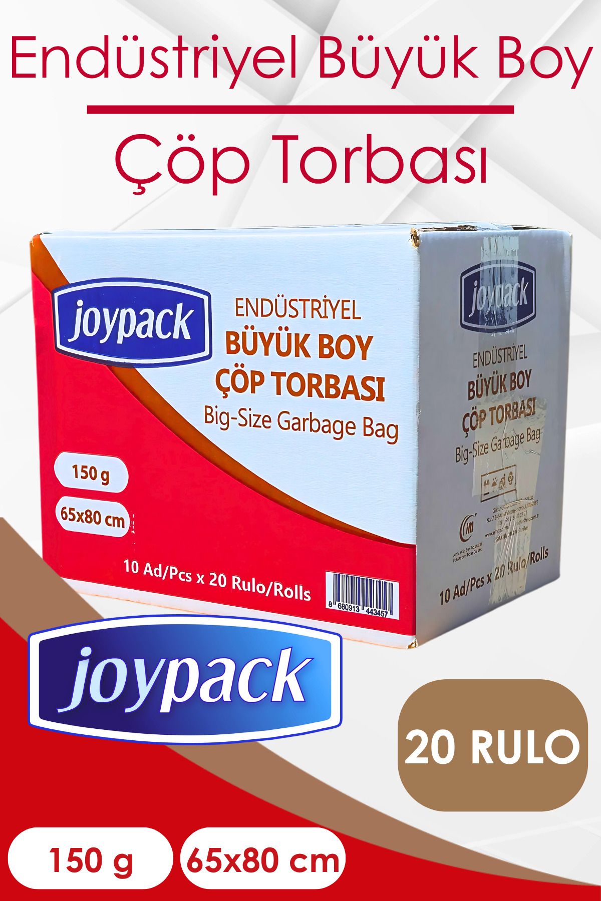 Joypack Endüstriyel Büyük Çöp Torbası 10'lu - 150gr 65x80 cm 50 Lt